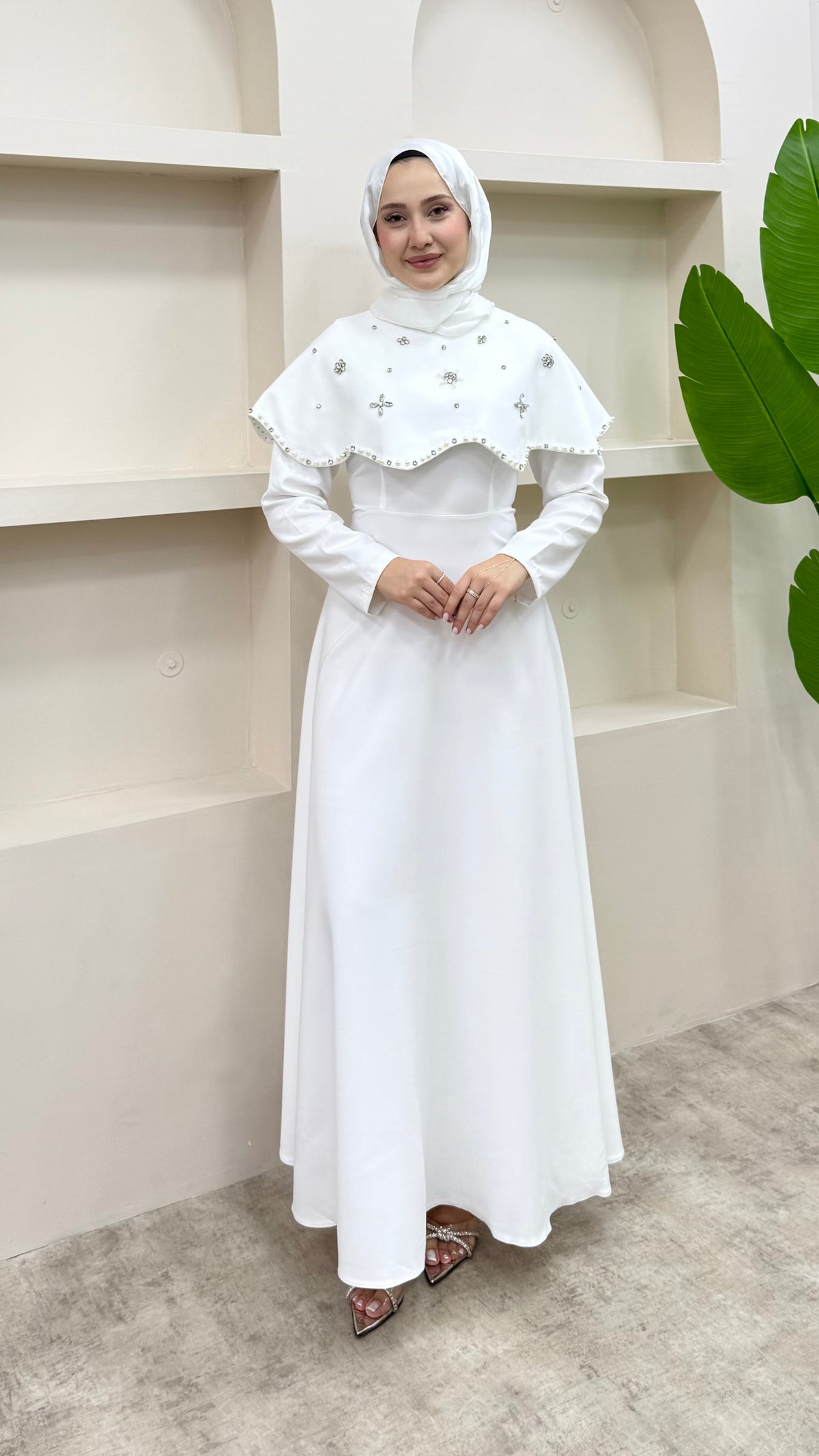 Vera Taşlı Abiye Beyaz