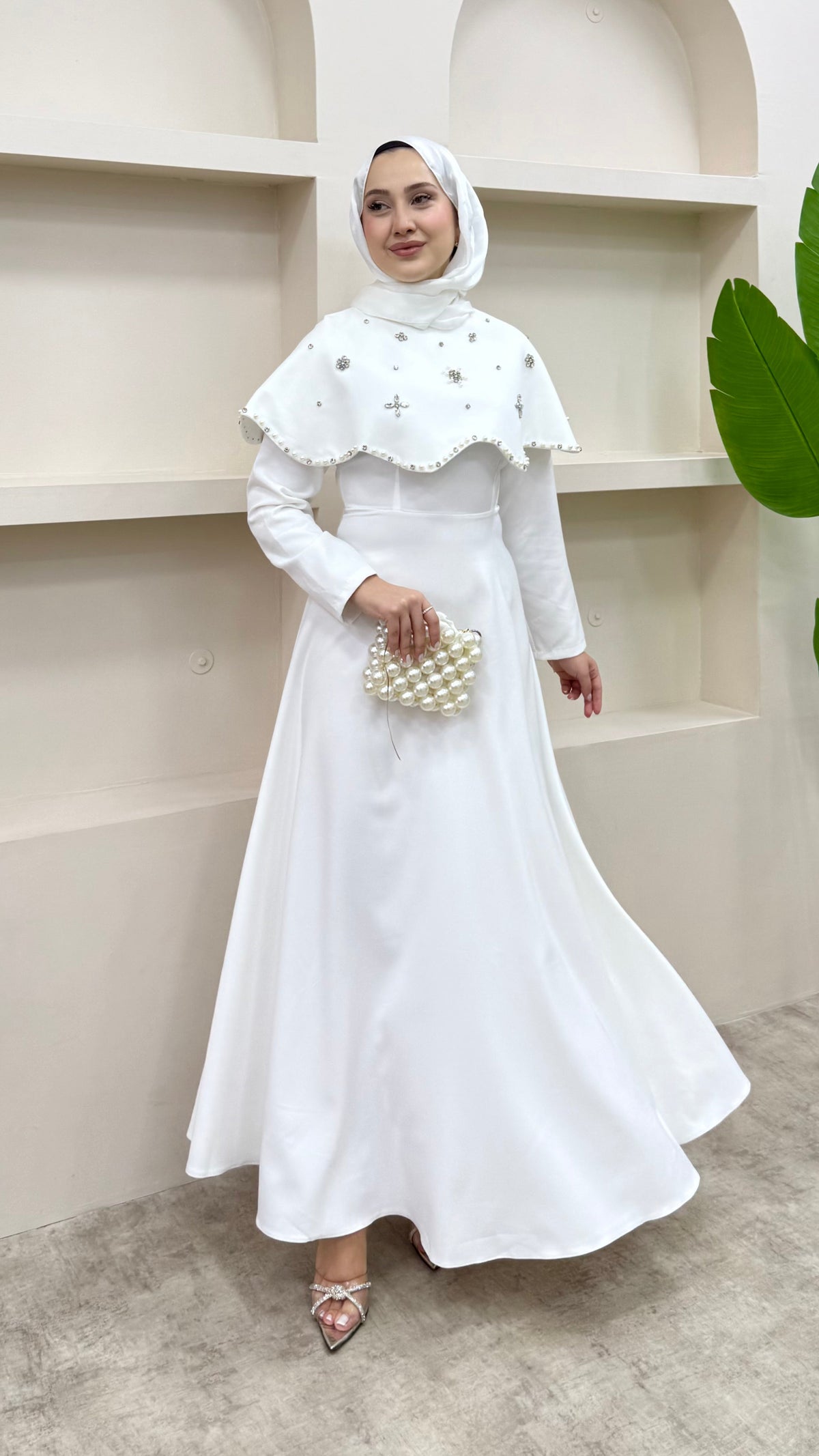 Vera Taşlı Abiye Beyaz