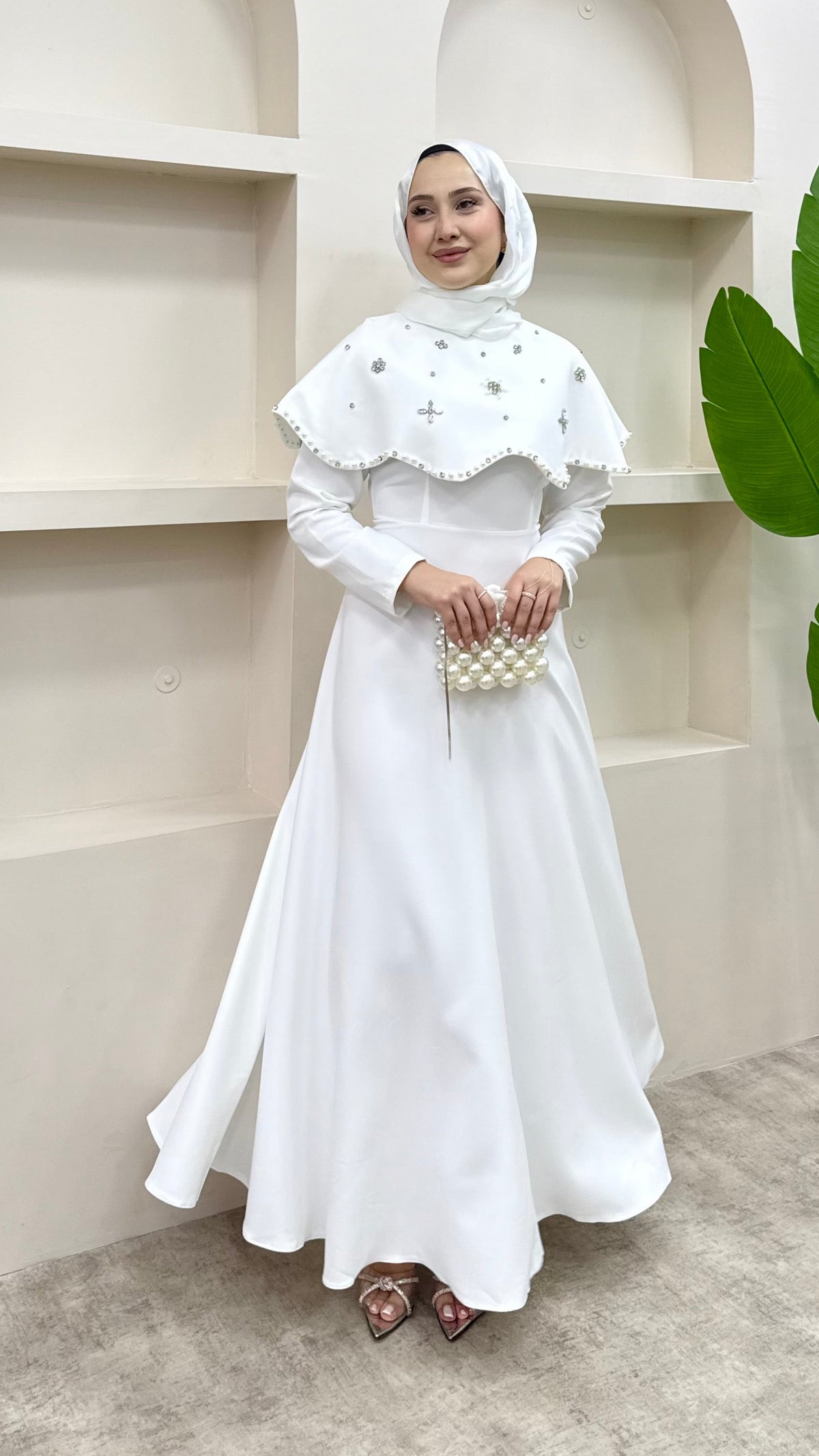 Vera Taşlı Abiye Beyaz