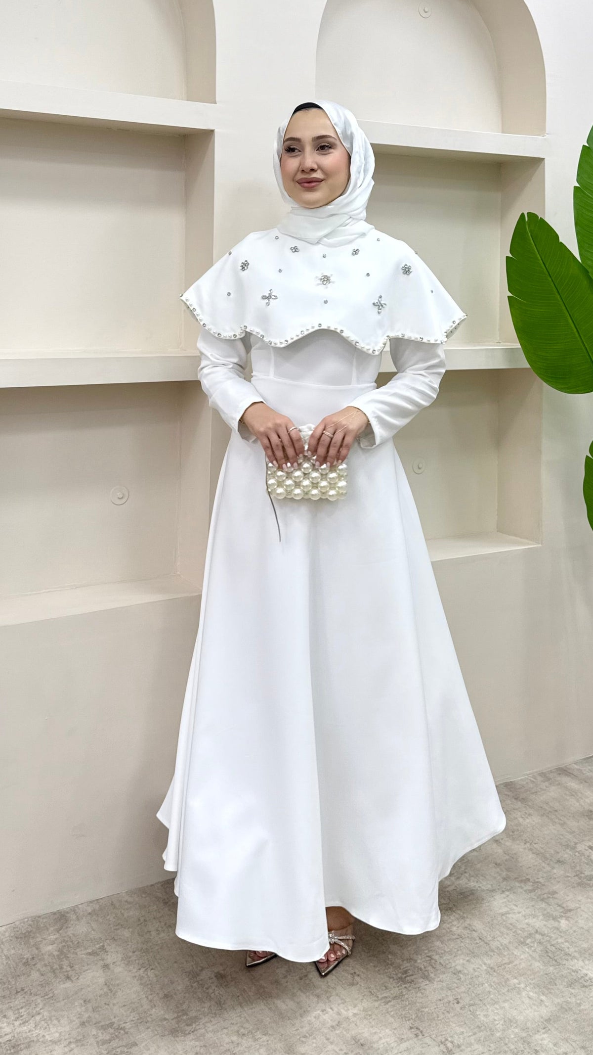 Vera Taşlı Abiye Beyaz