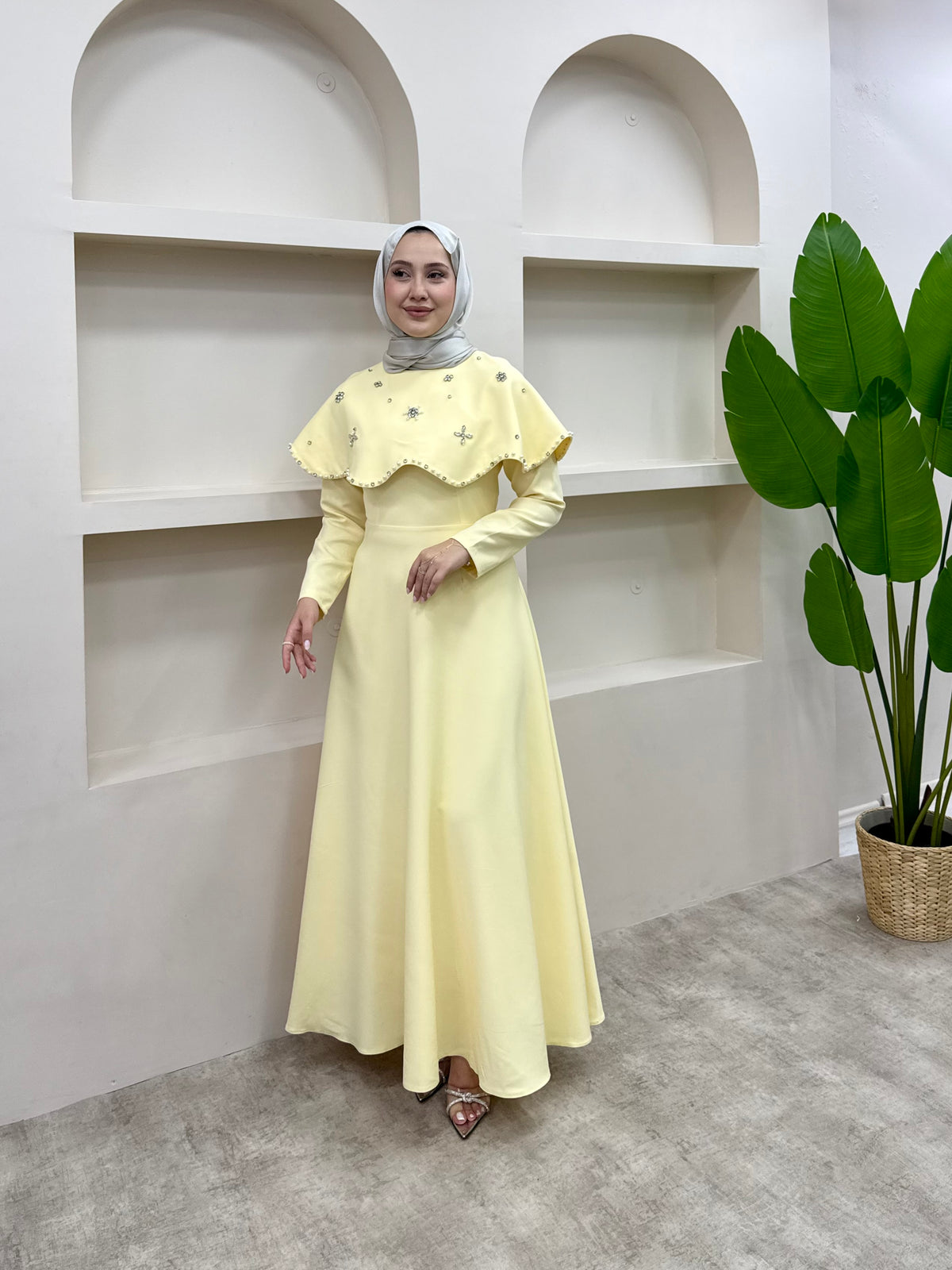 Vera Taşlı Abiye Sarı