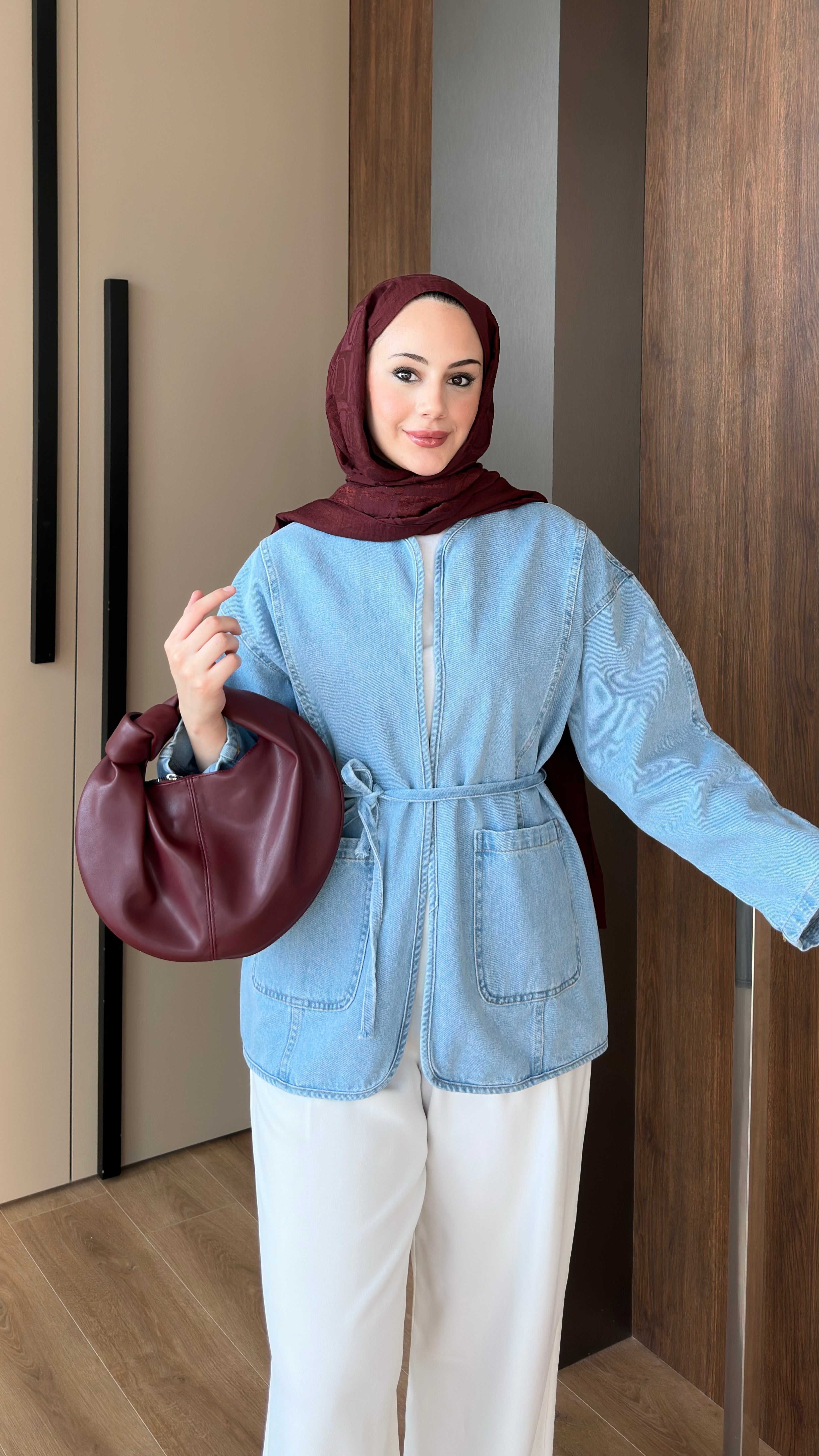 Biyeli Kot Ceket Buz Mavisi