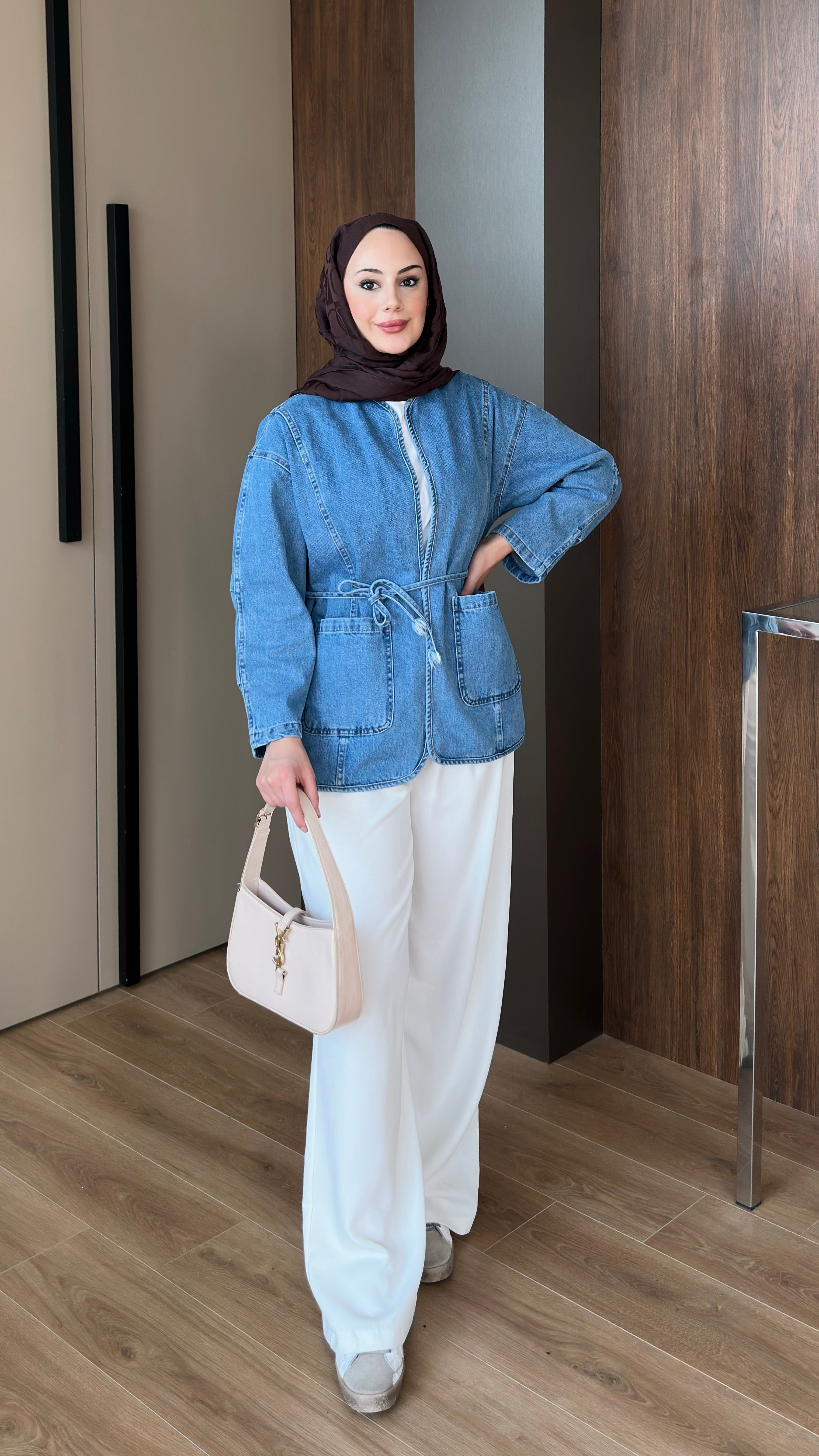 Biyeli Kot Ceket Mavi