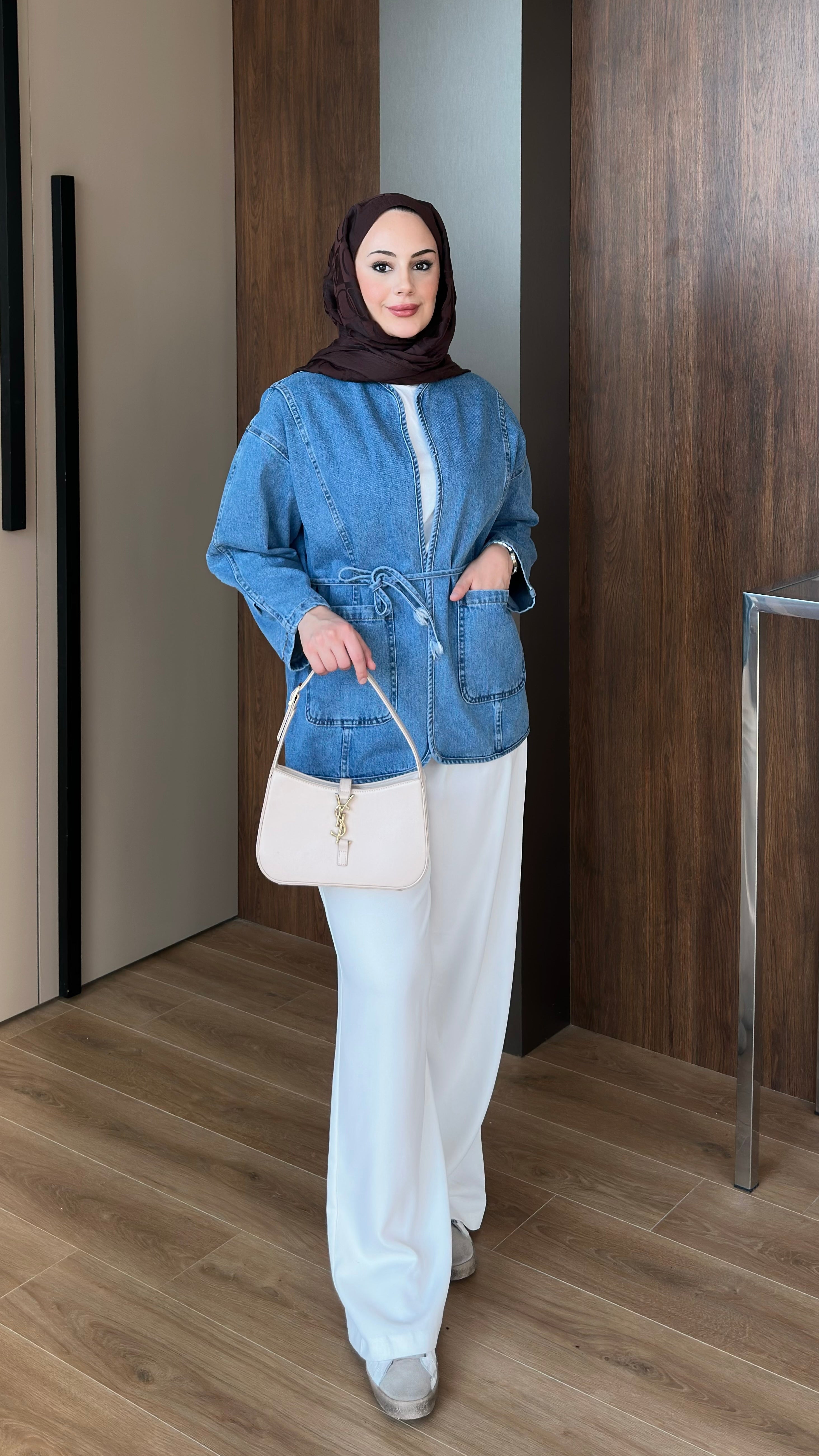 Biyeli Kot Ceket Mavi