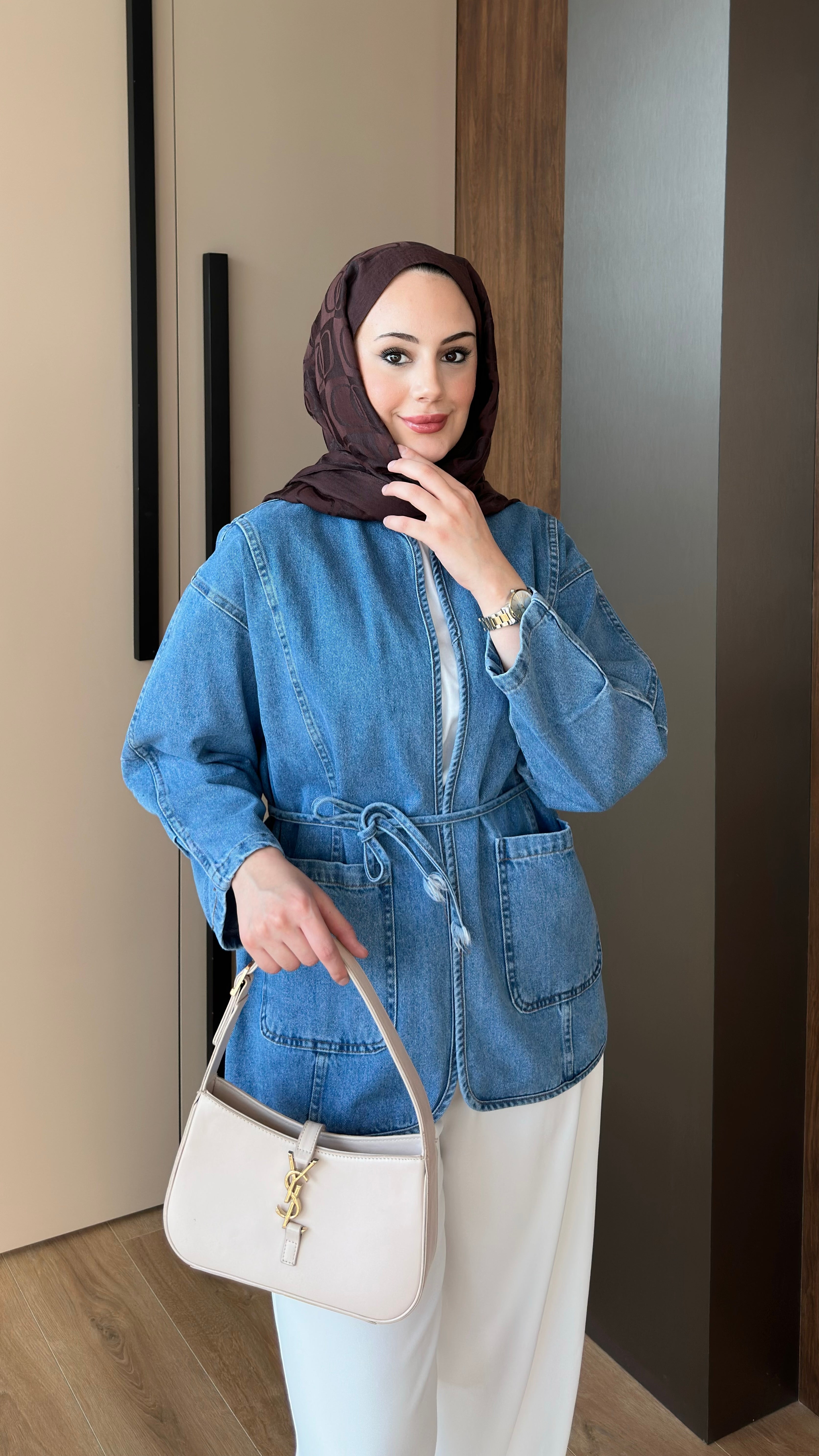 Biyeli Kot Ceket Mavi