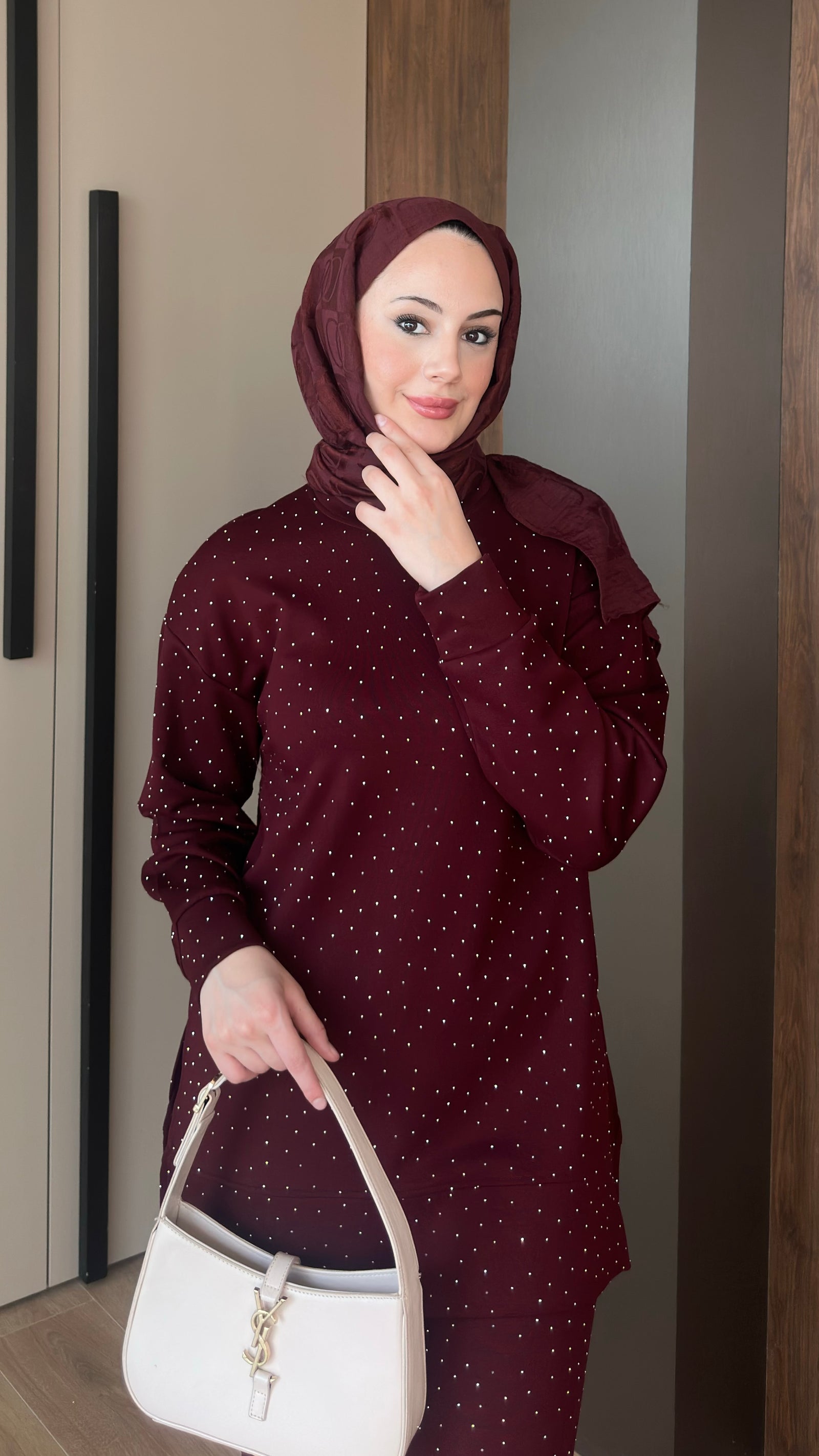 Taşlı Oysho Takım Bordo