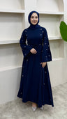 Taşlı Abaya Elbise Lacivert