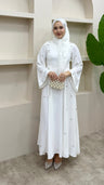 Taşlı Abaya Elbise Beyaz