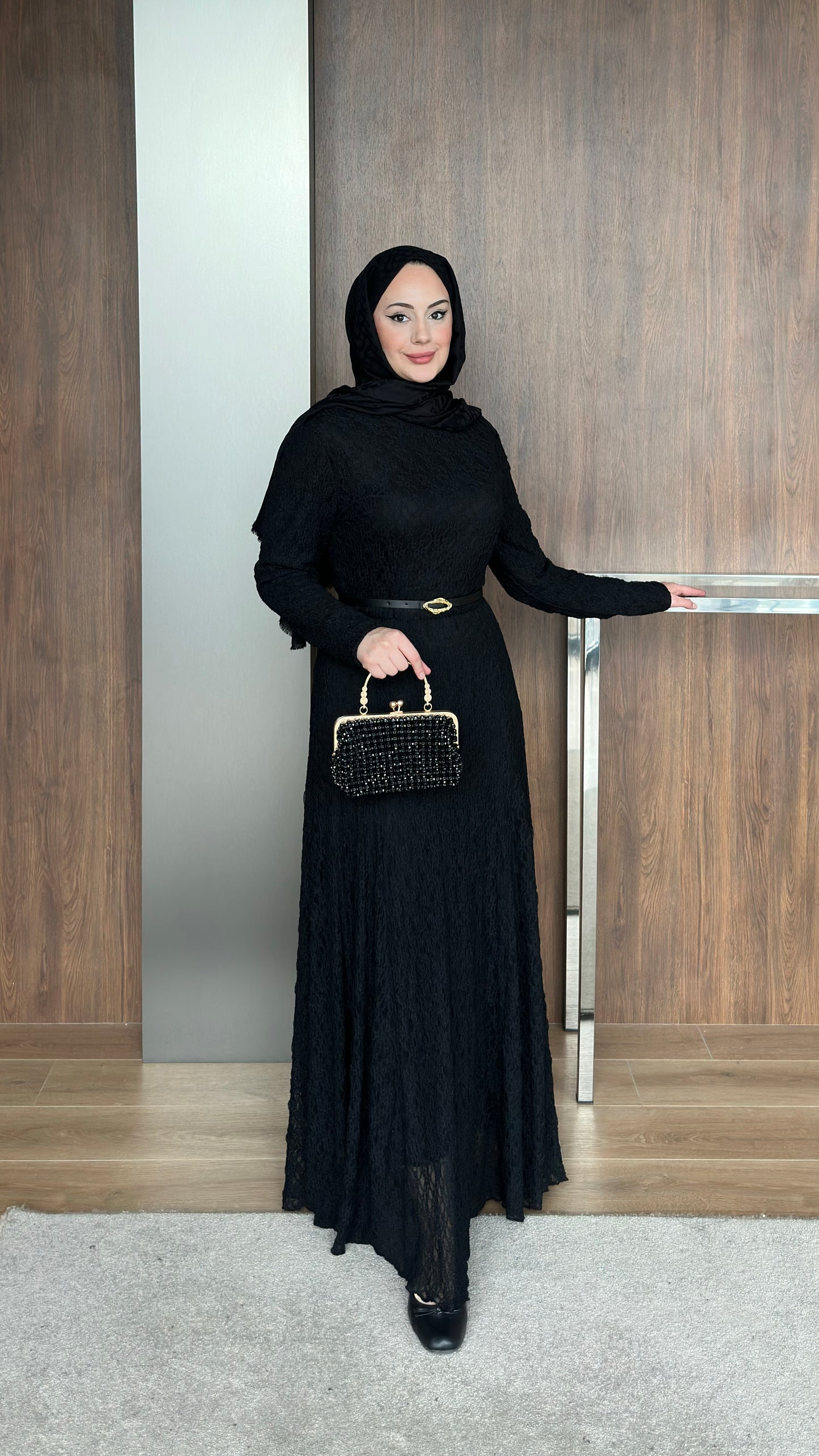 Helen Dantelli Elbise Siyah