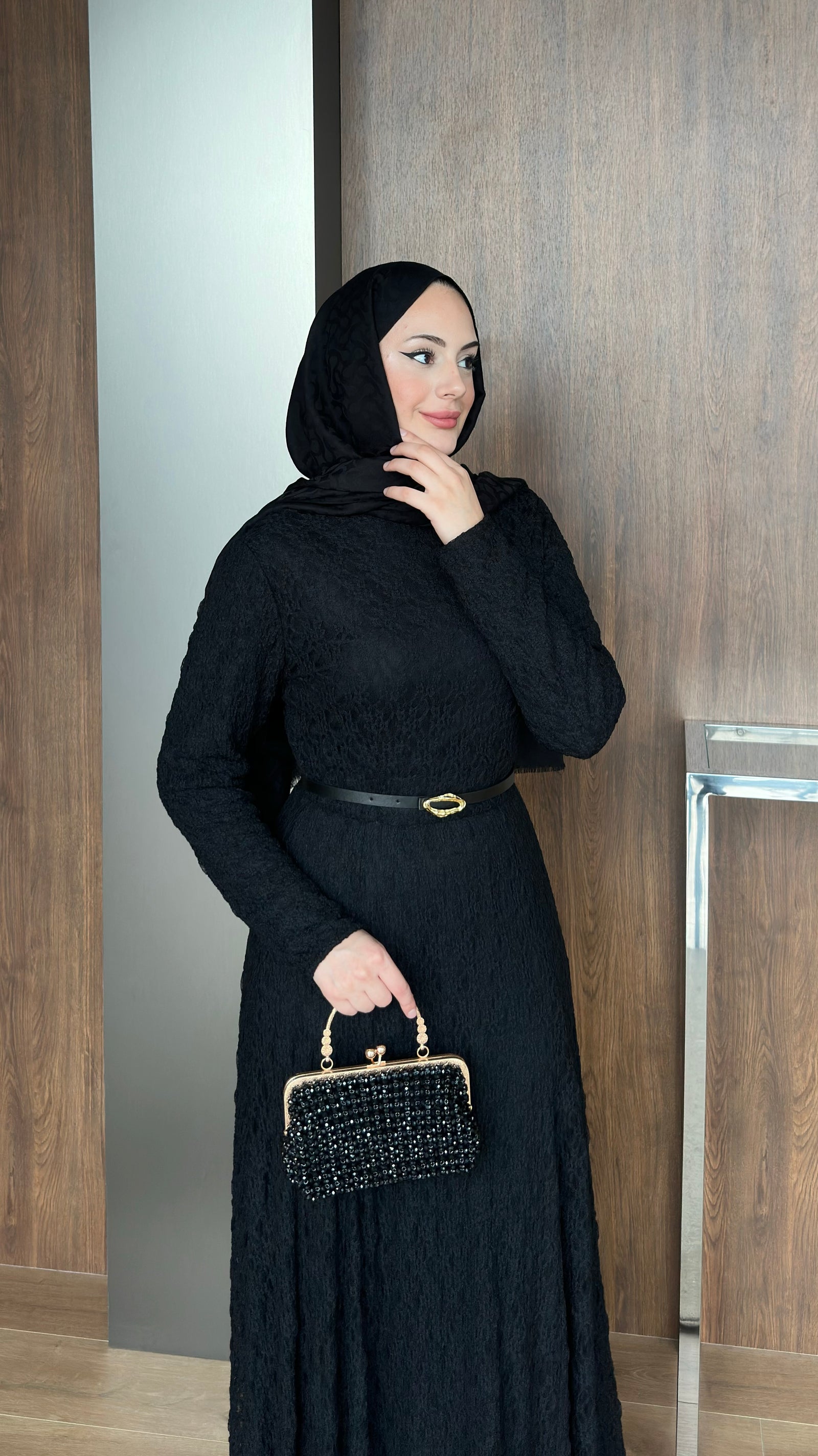 Helen Dantelli Elbise Siyah