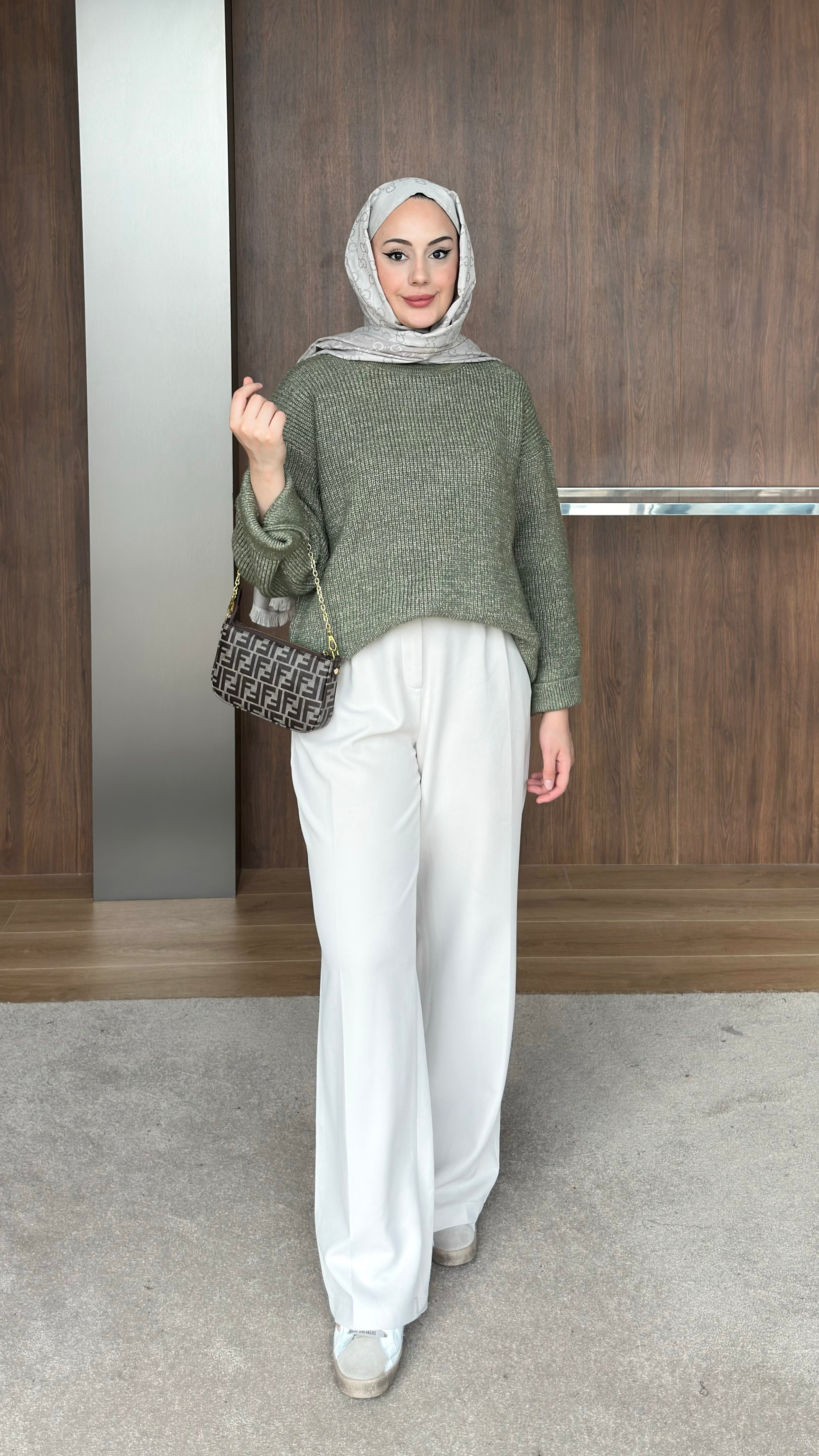 Asel Oversize Triko Kazak Yeşil