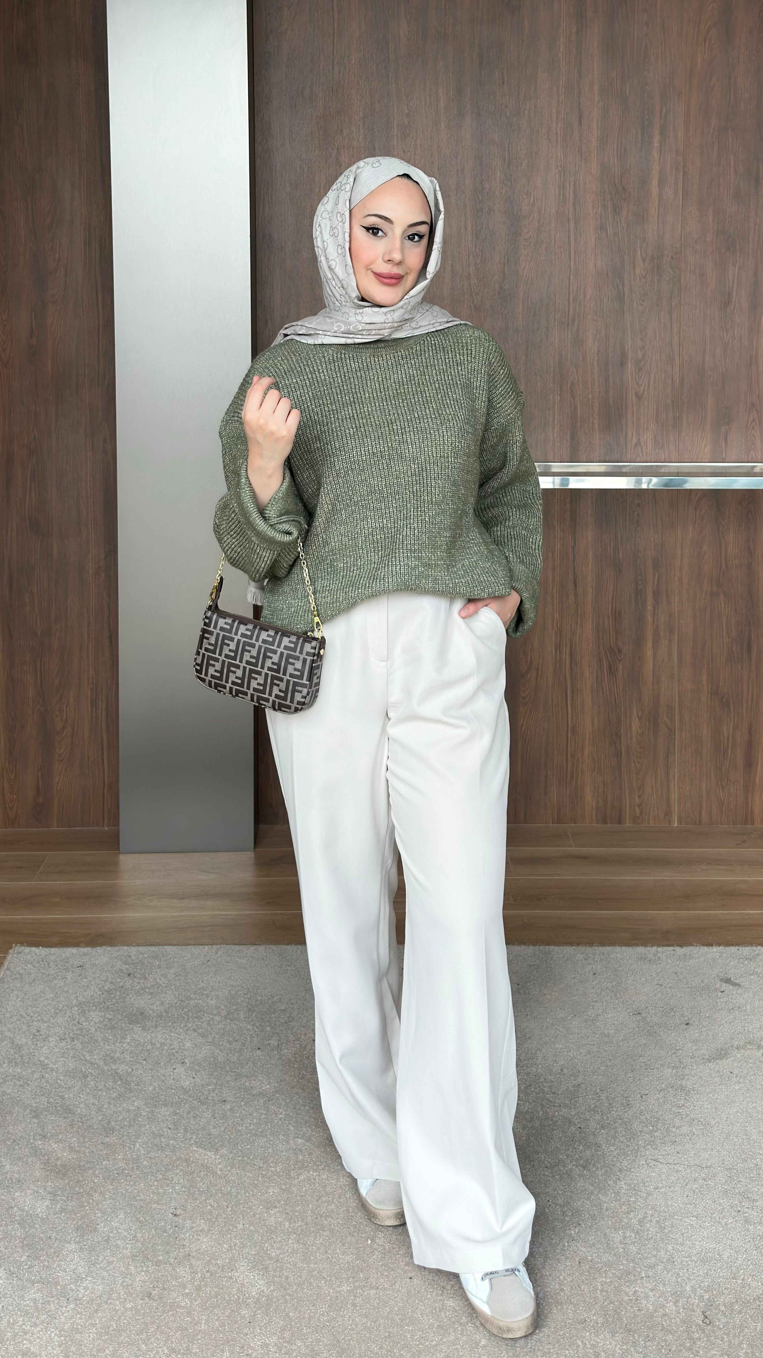 Asel Oversize Triko Kazak Yeşil