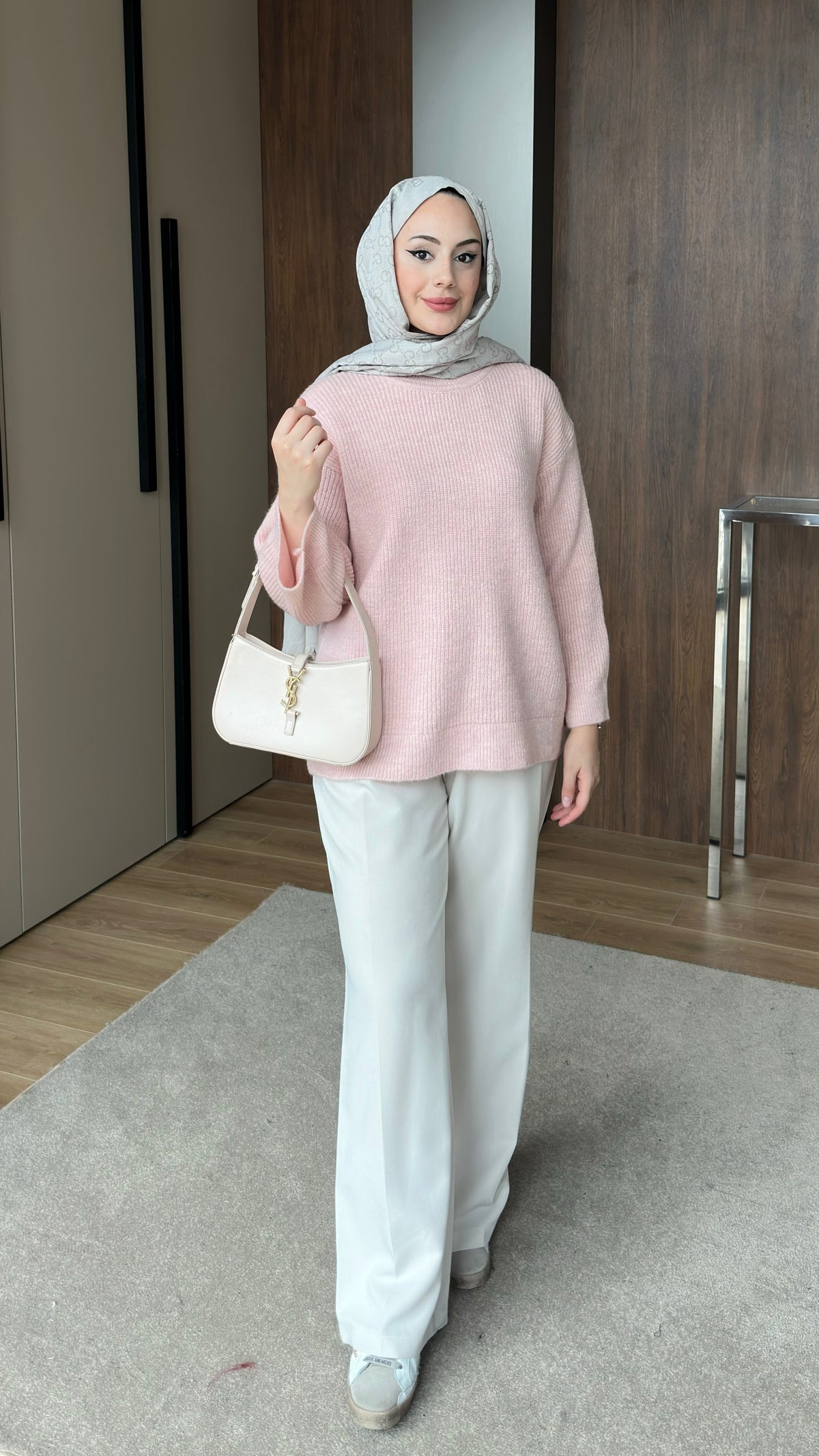 Asel Oversize Triko Kazak Pembe