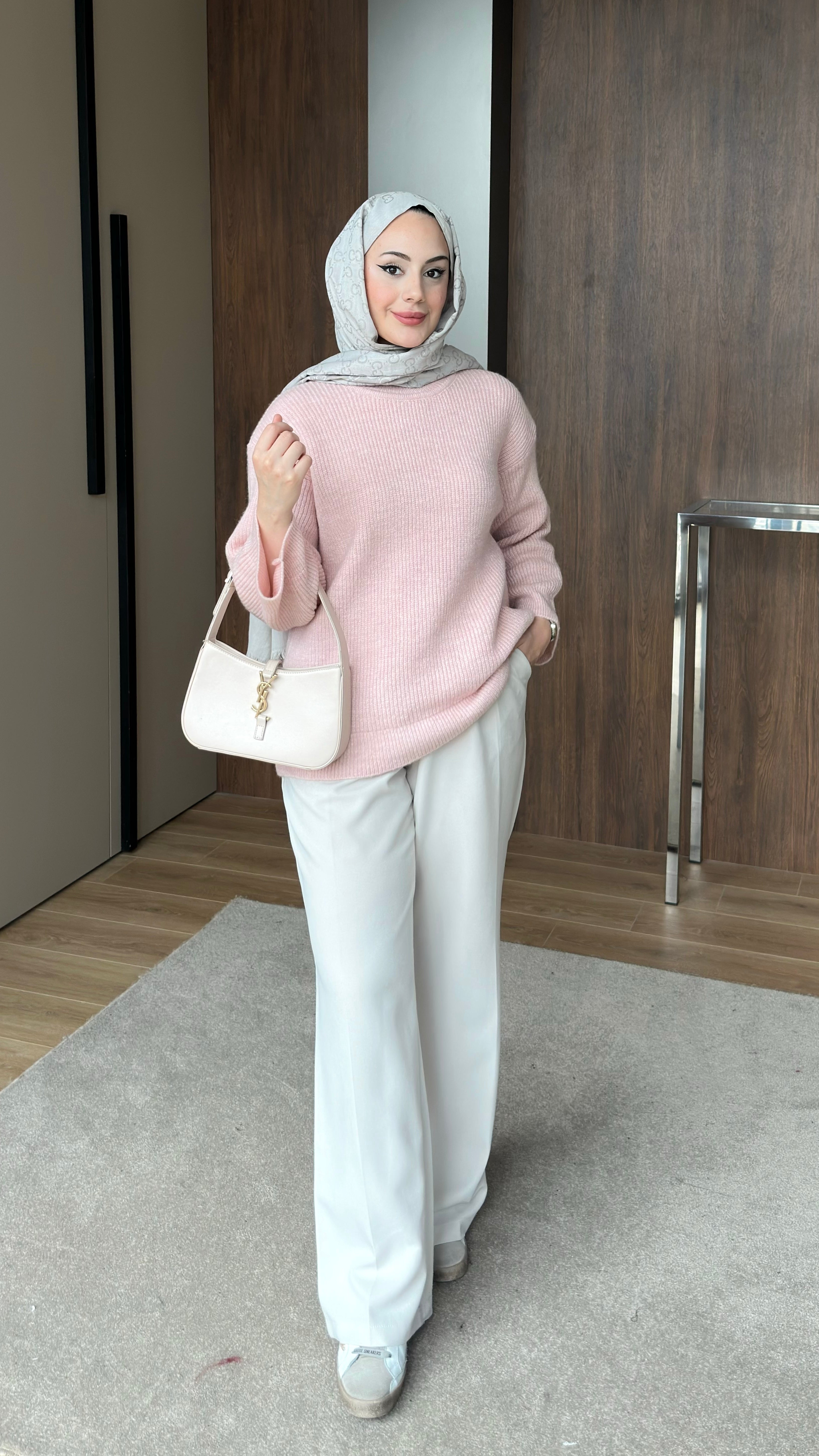 Asel Oversize Triko Kazak Pembe
