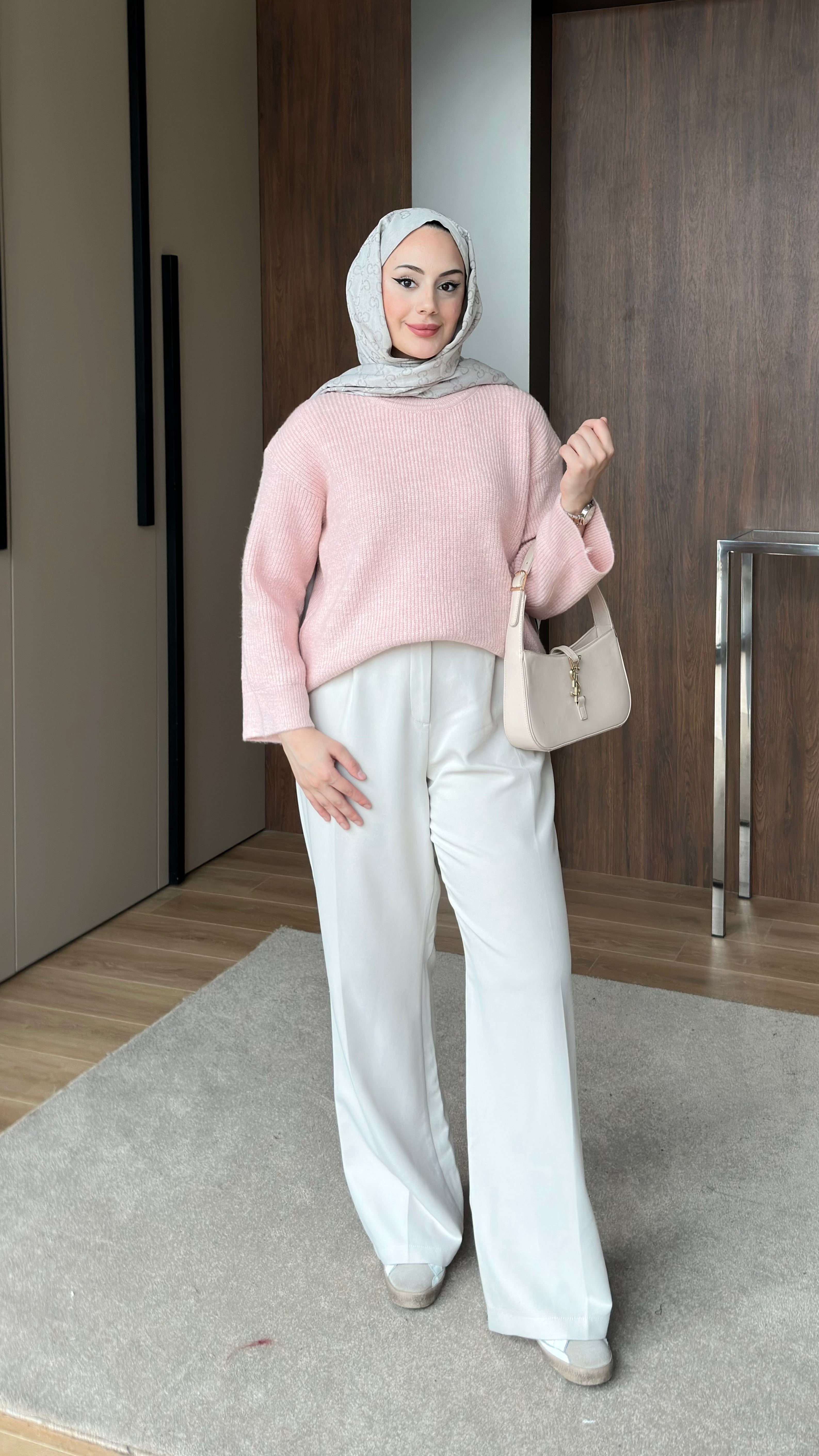 Asel Oversize Triko Kazak Pembe