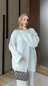 Asel Oversize Triko Kazak Beyaz