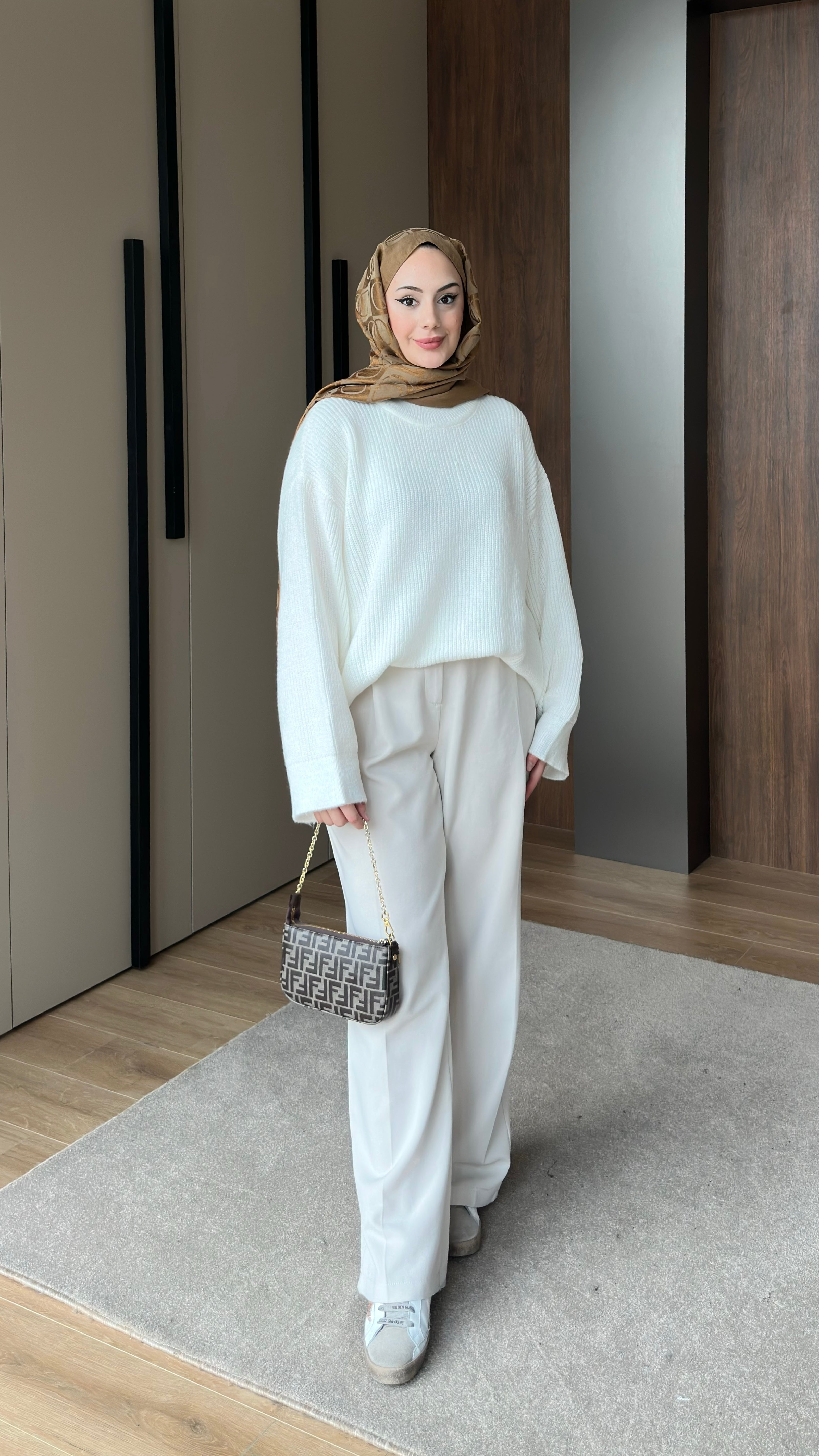 Asel Oversize Triko Kazak Beyaz