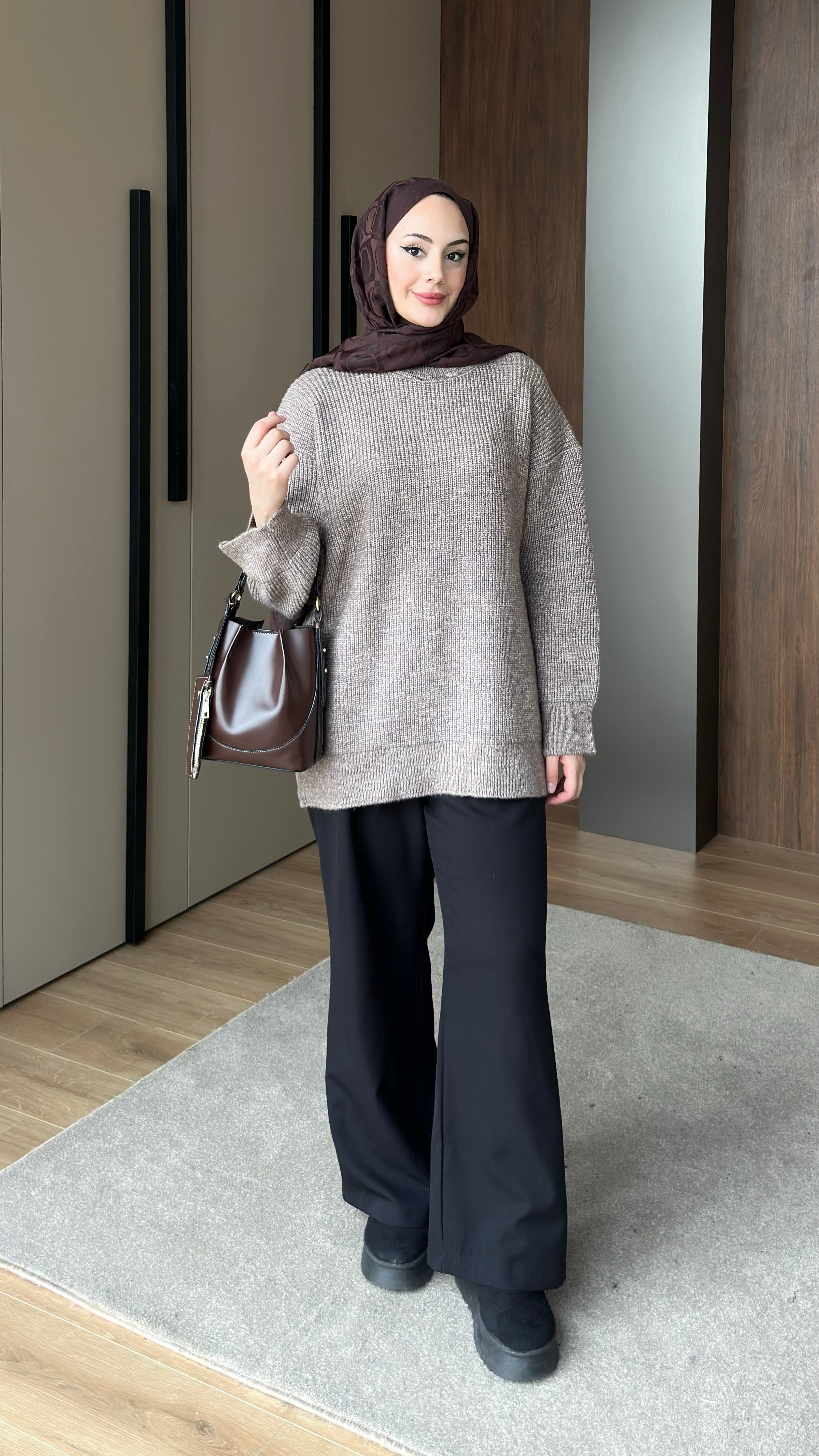 Asel Oversize Triko Kazak Vizon