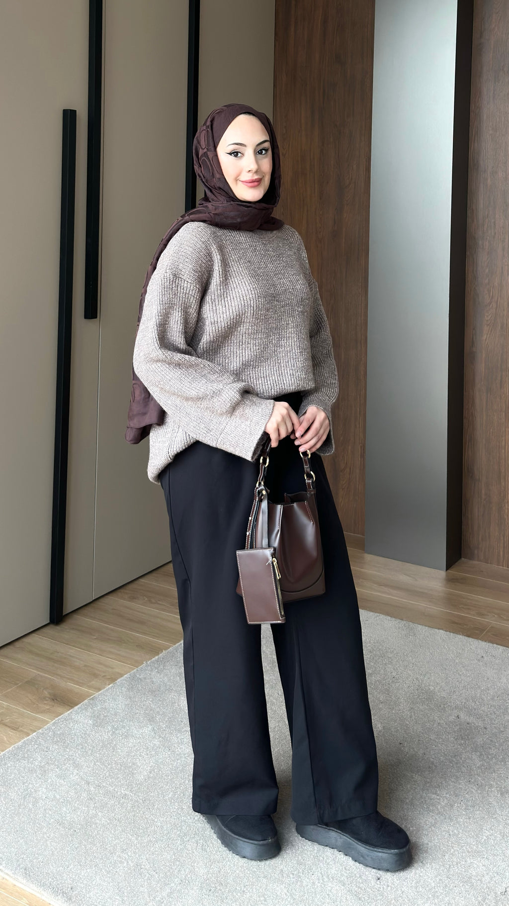 Asel Oversize Triko Kazak Vizon