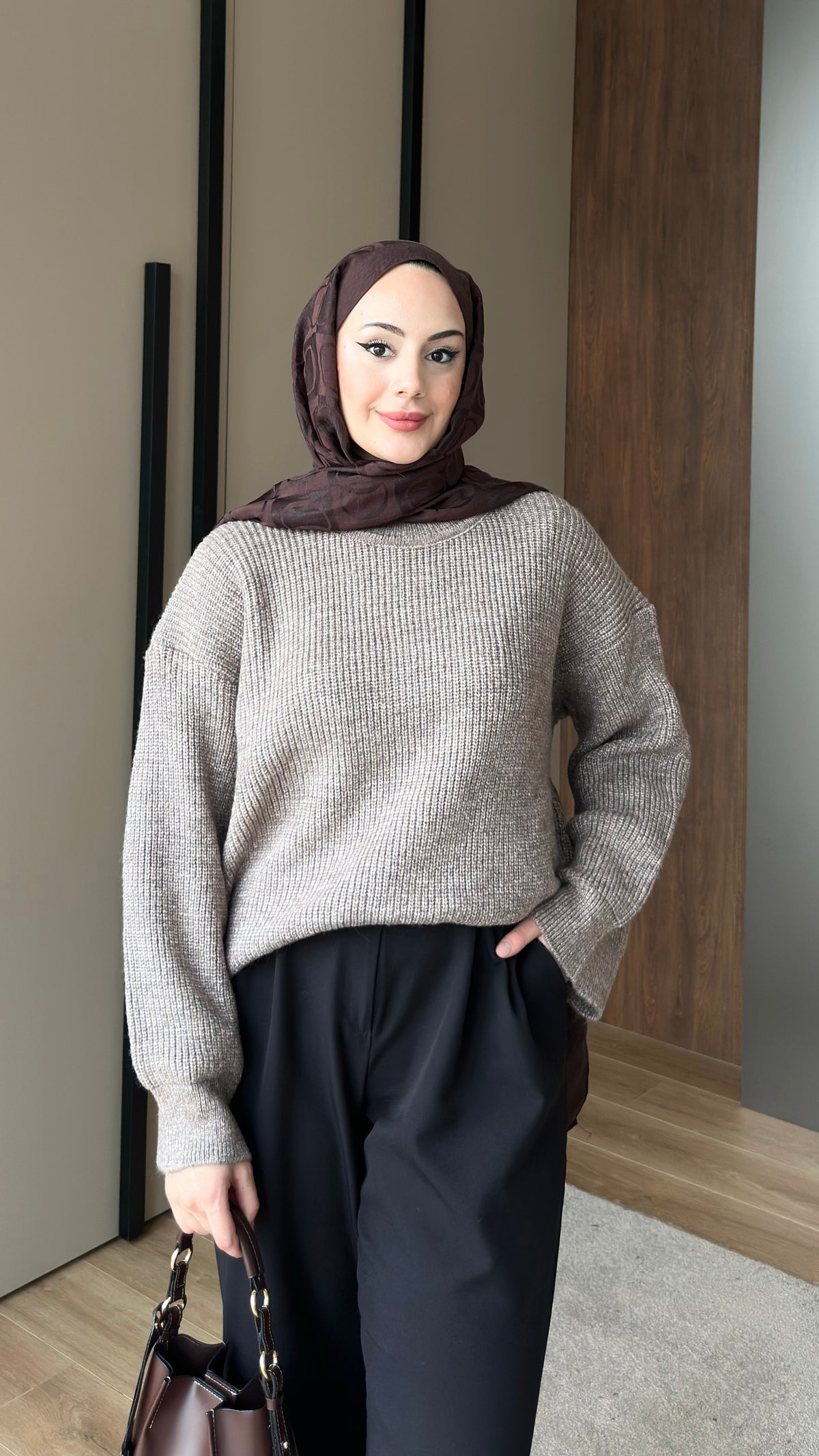 Asel Oversize Triko Kazak Vizon