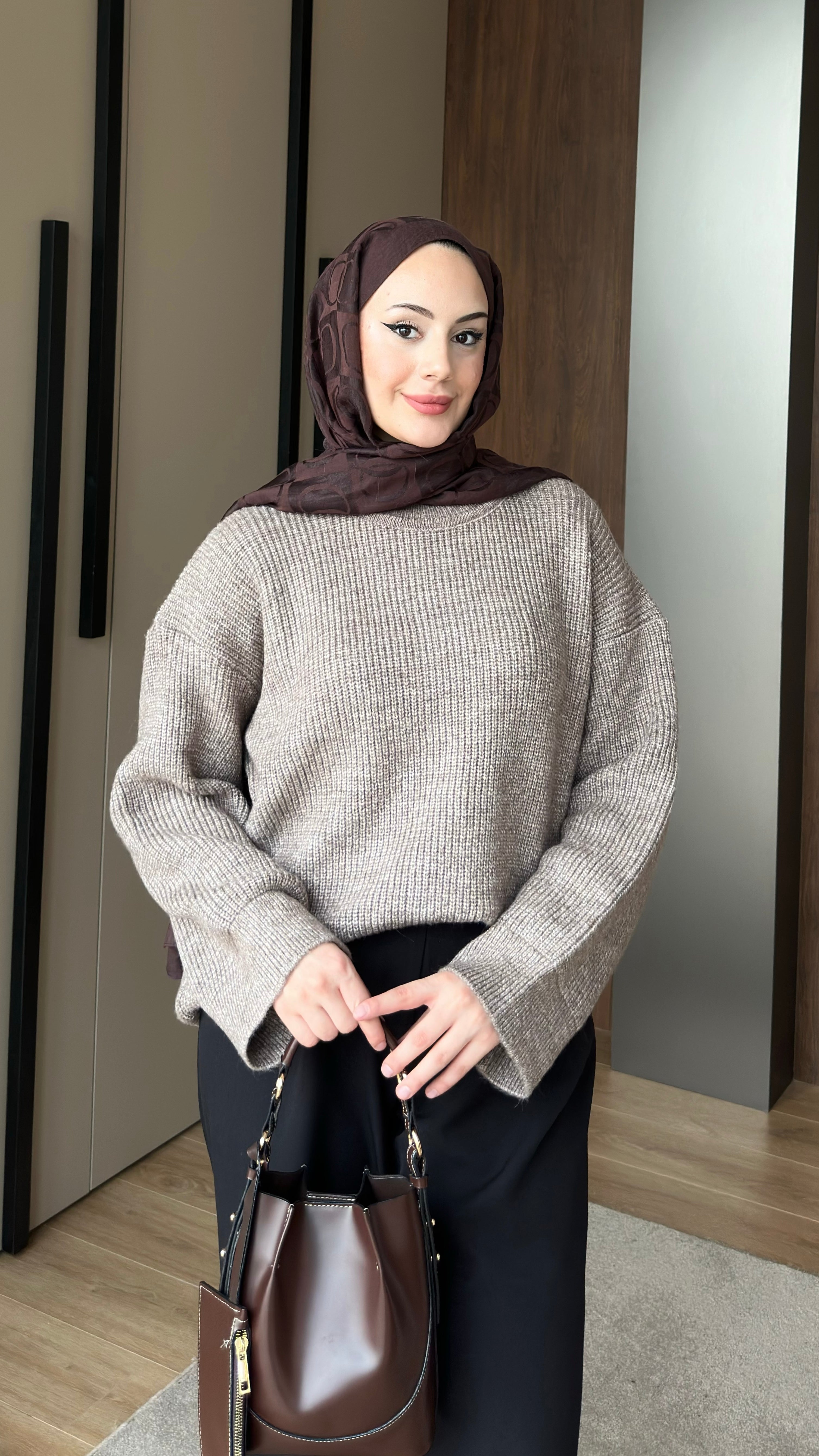 Asel Oversize Triko Kazak Vizon