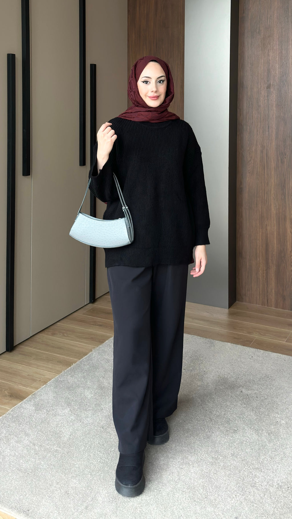 Asel Oversize Triko Kazak Siyah