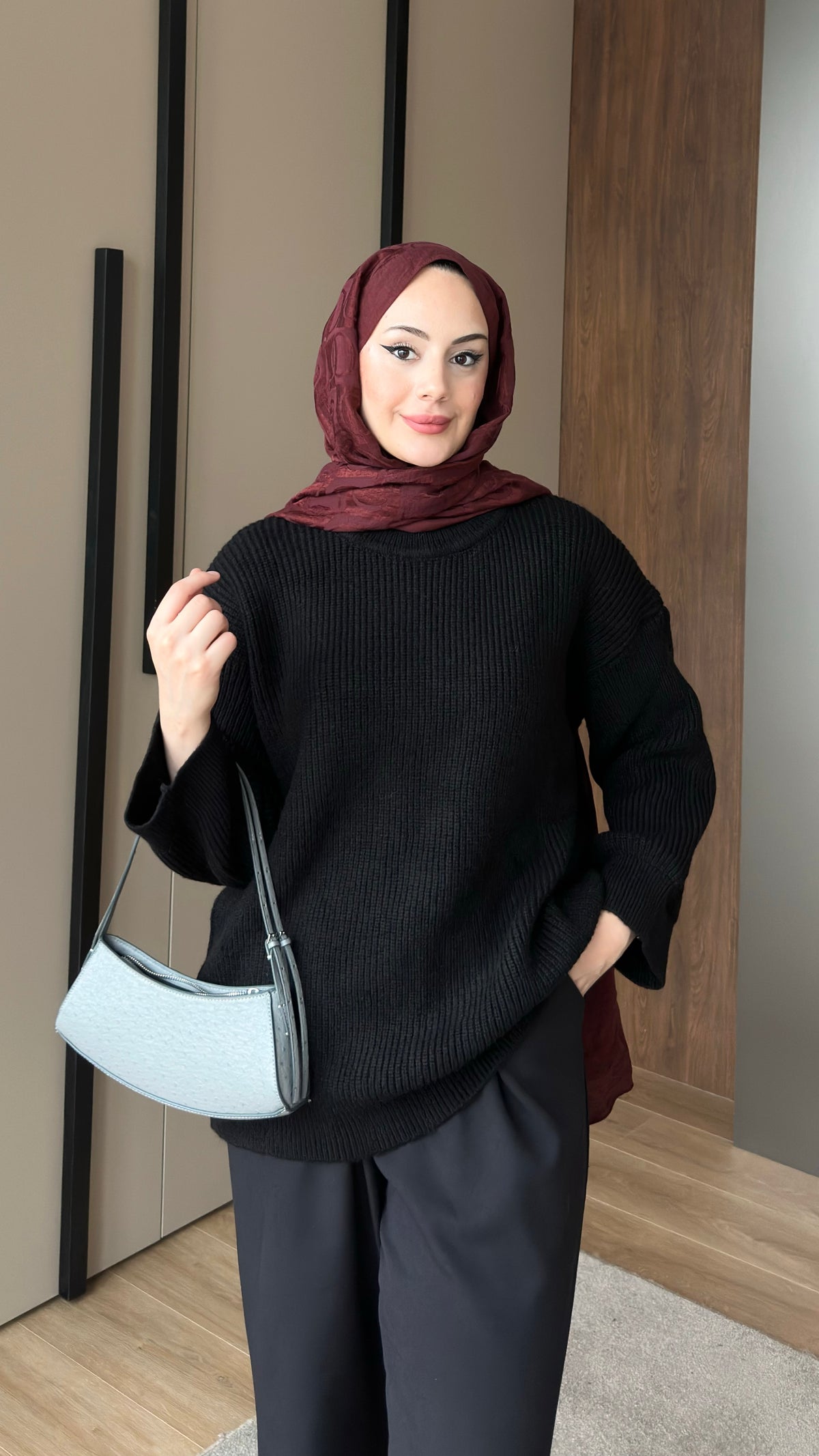 Asel Oversize Triko Kazak Siyah