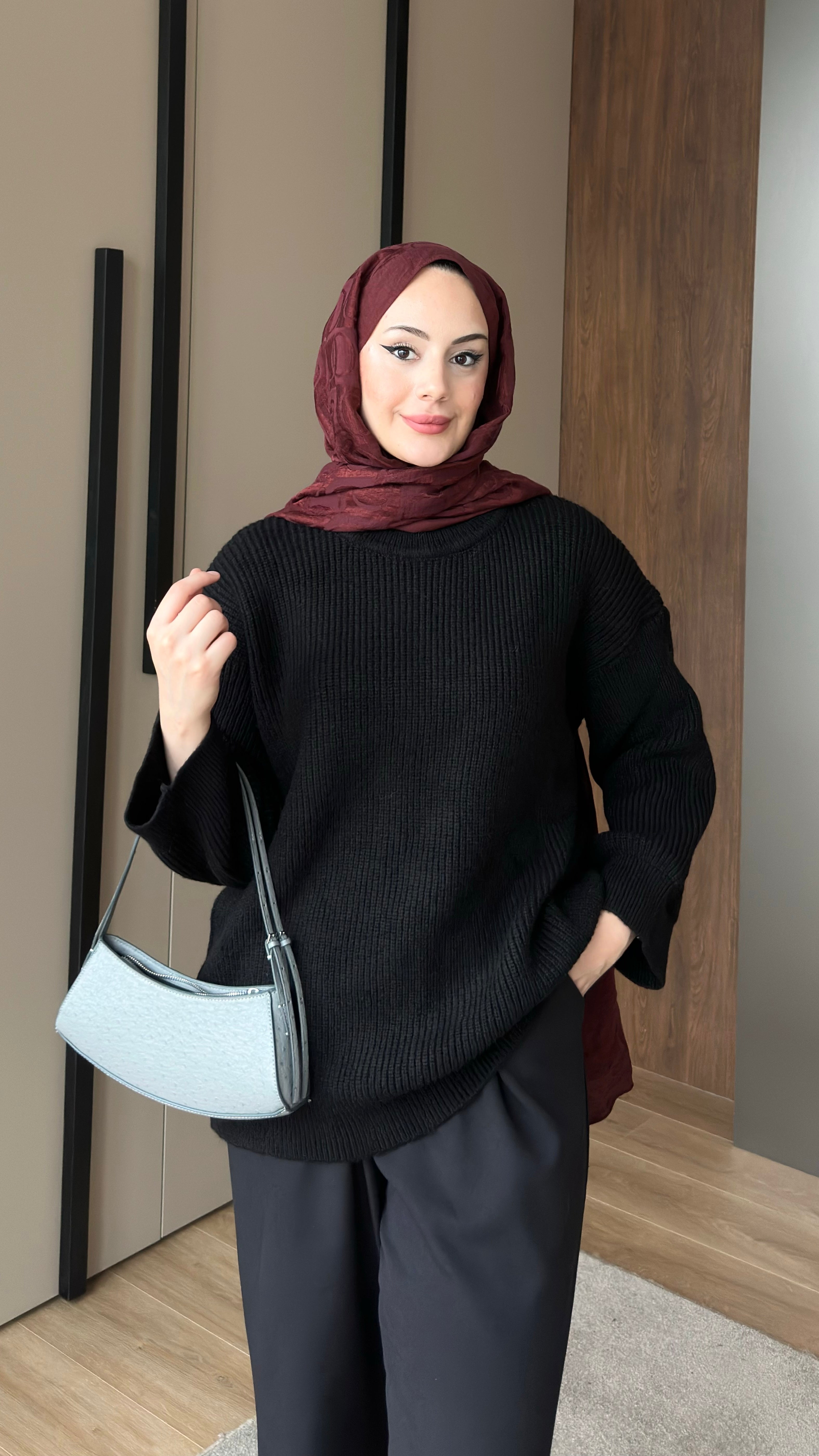 Asel Oversize Triko Kazak Siyah