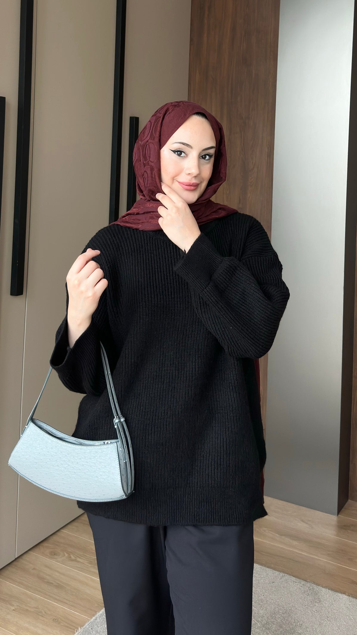 Asel Oversize Triko Kazak Siyah