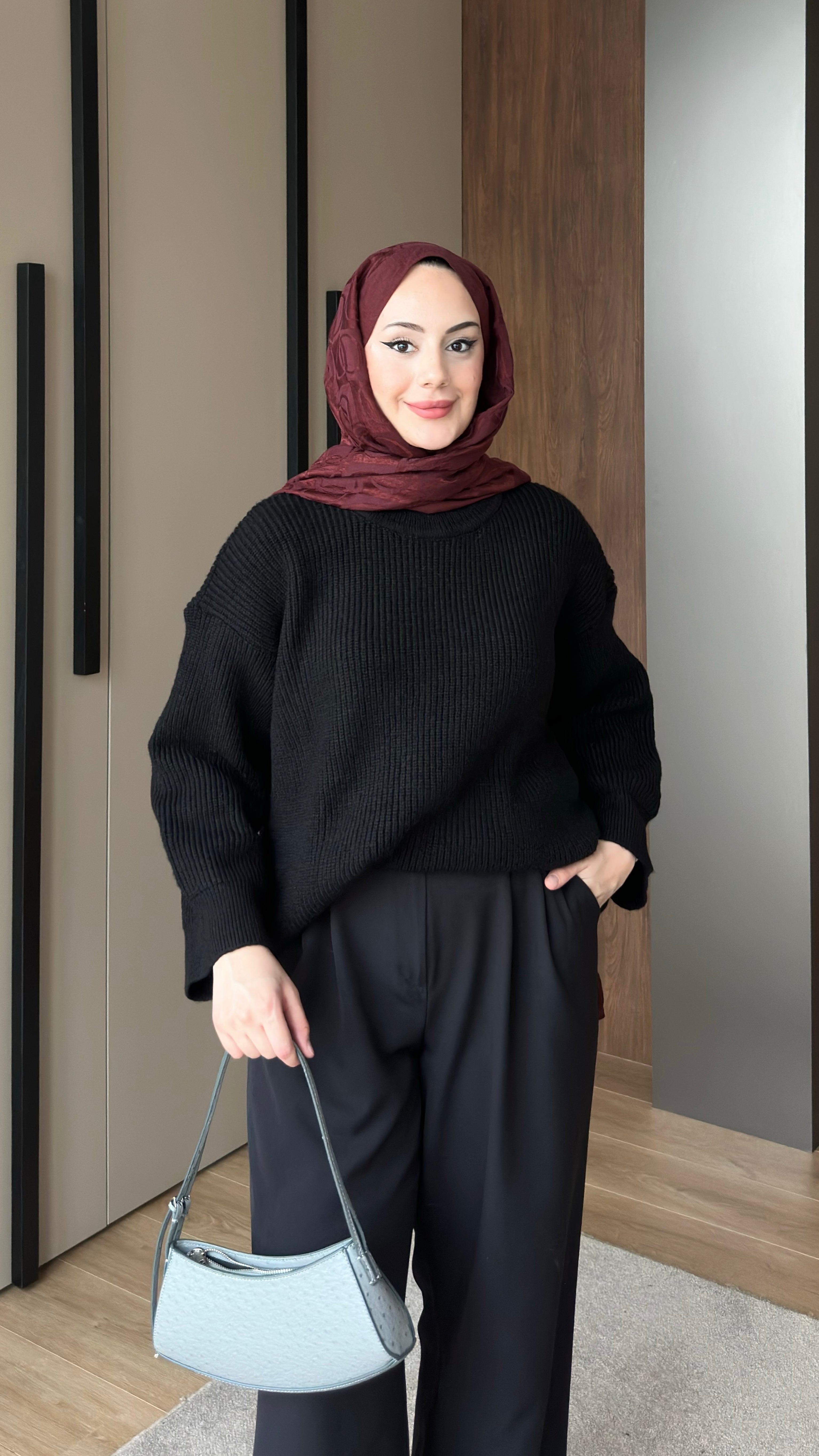 Asel Oversize Triko Kazak Siyah