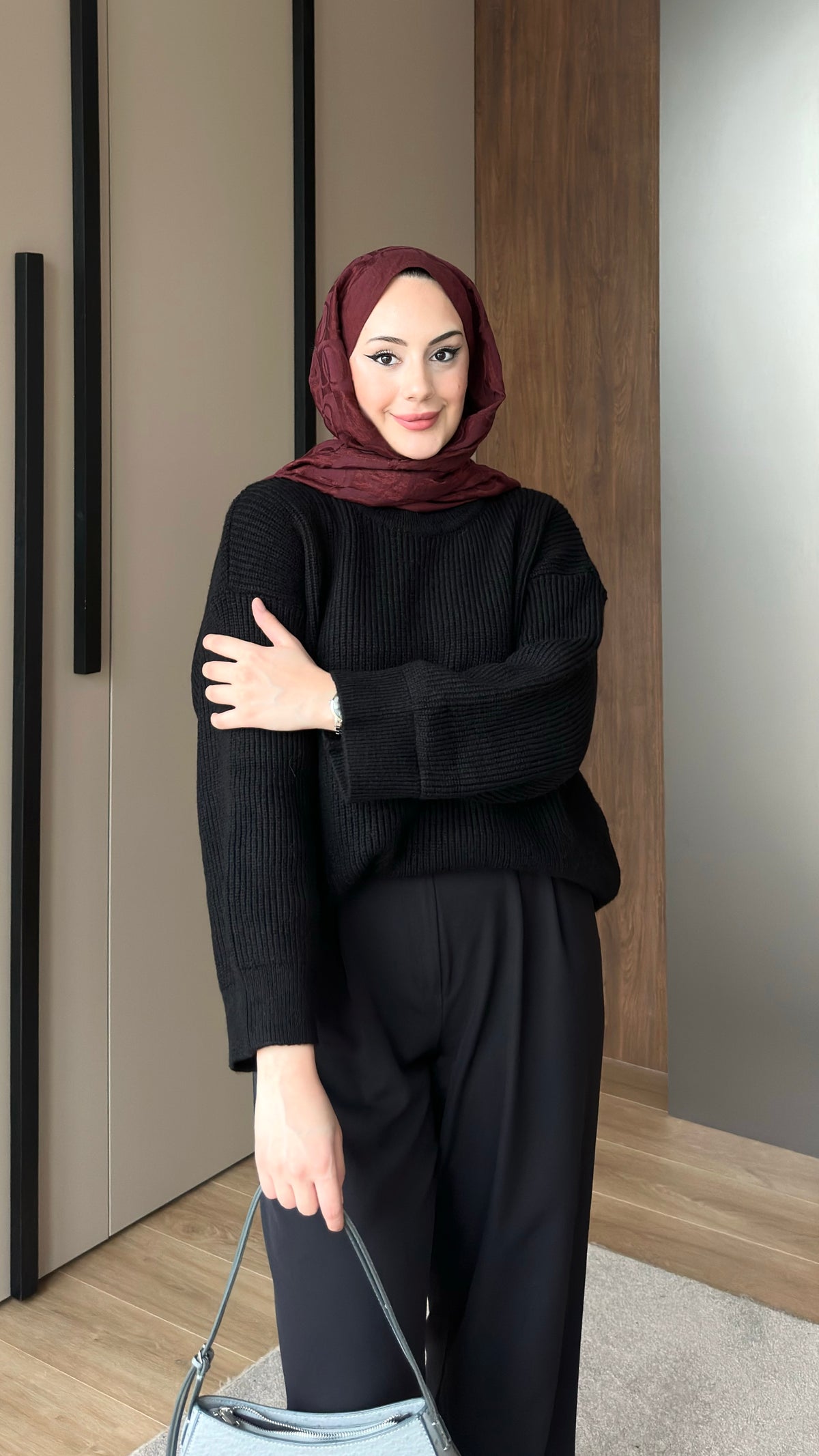 Asel Oversize Triko Kazak Siyah