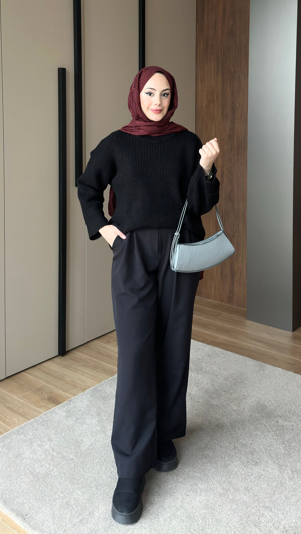 Asel Oversize Triko Kazak Siyah