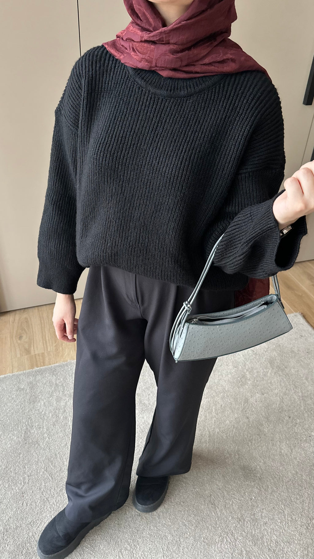 Asel Oversize Triko Kazak Siyah