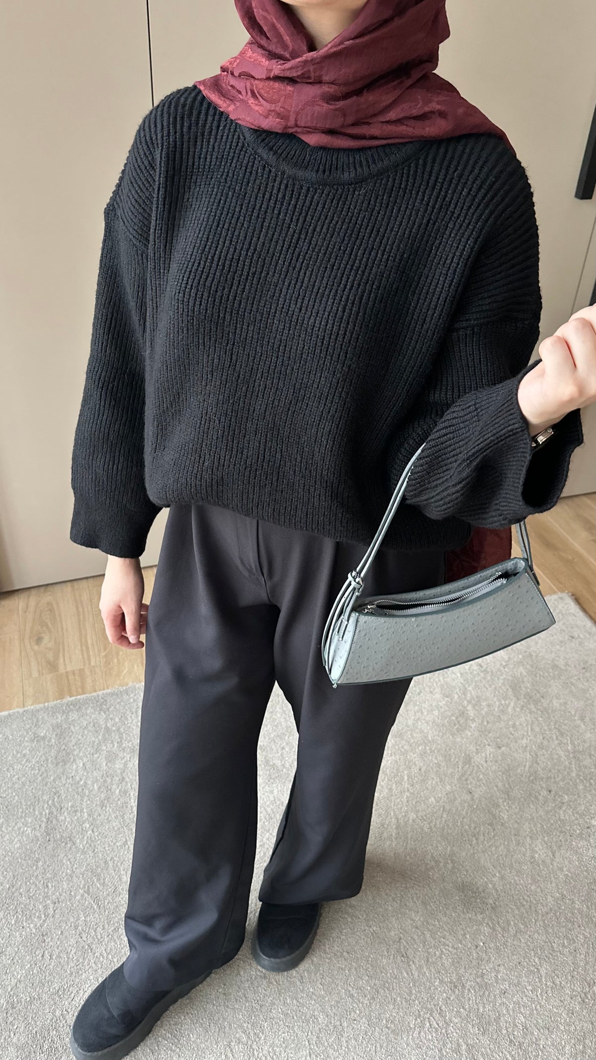 Asel Oversize Triko Kazak Siyah
