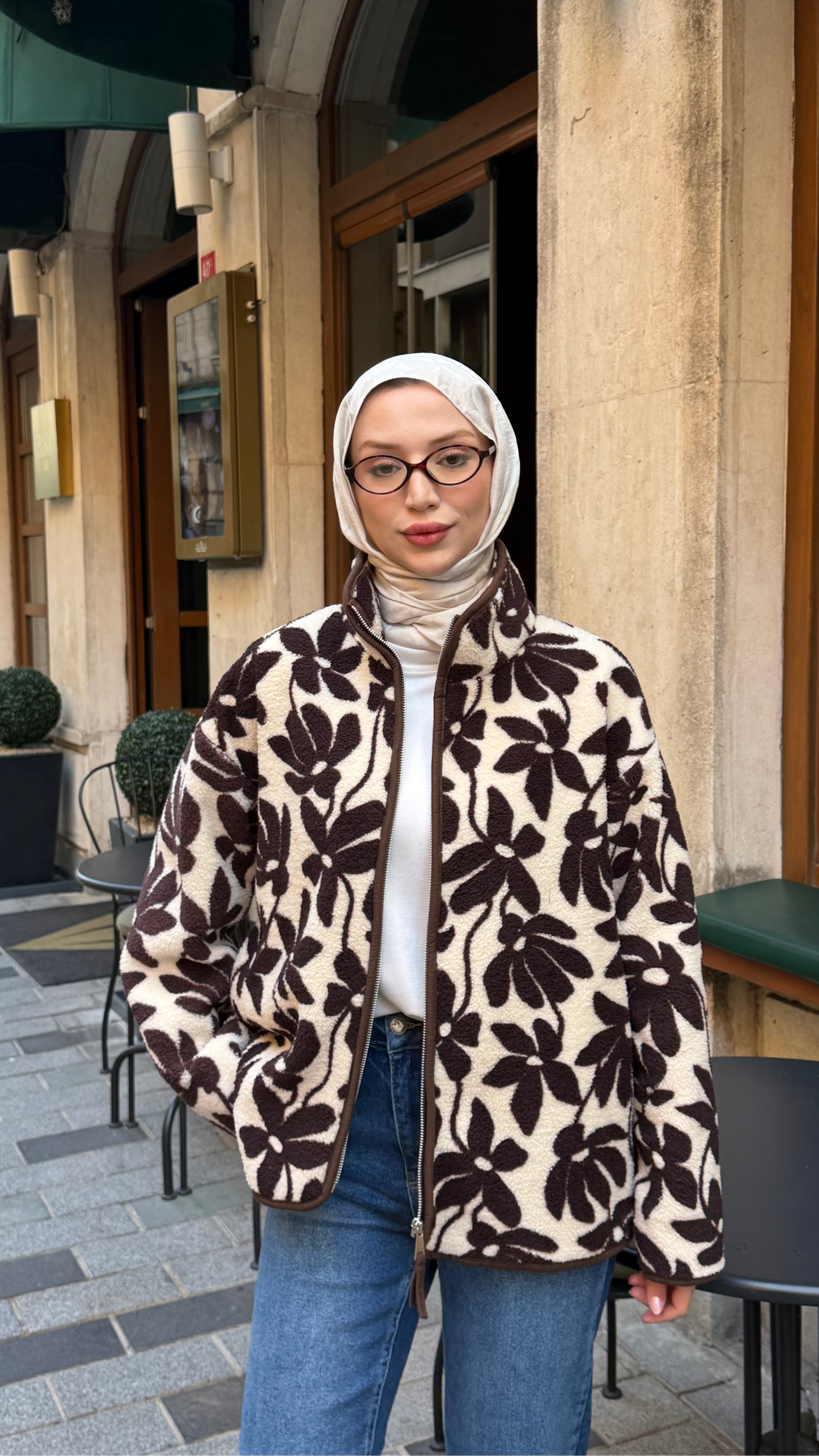 Karaca Peluş Ceket Papatya Kahverengi