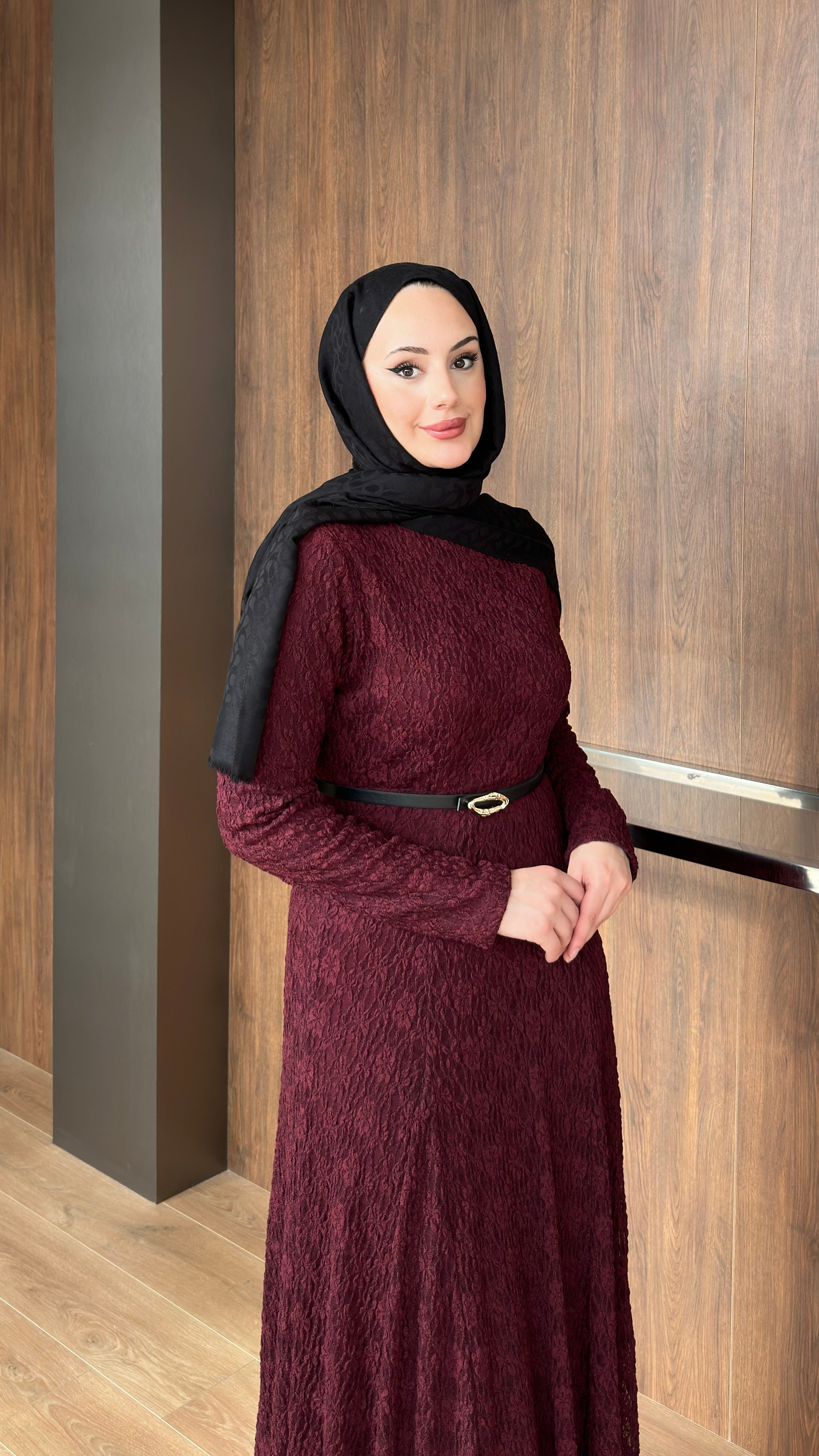 Helen Dantelli Elbise Bordo