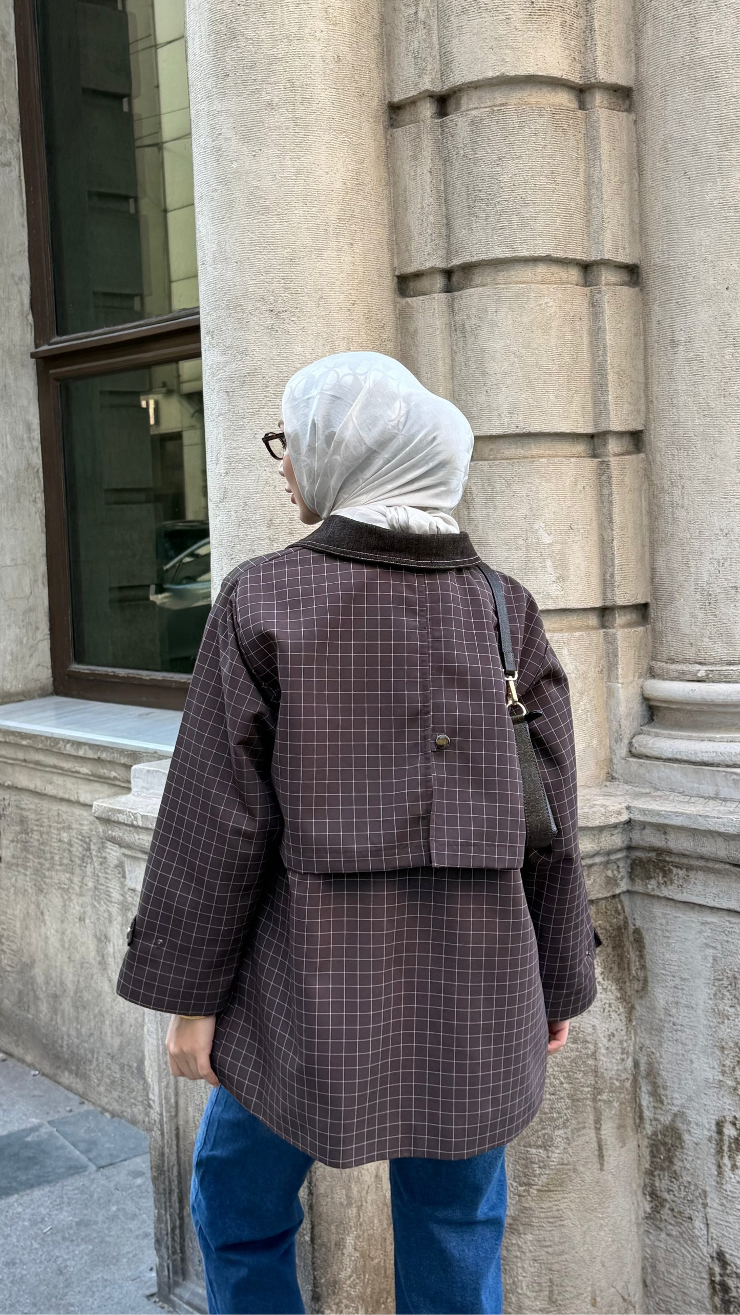 Kot Yaka Detaylı Astarlı Potikare Ceket Kahverengi