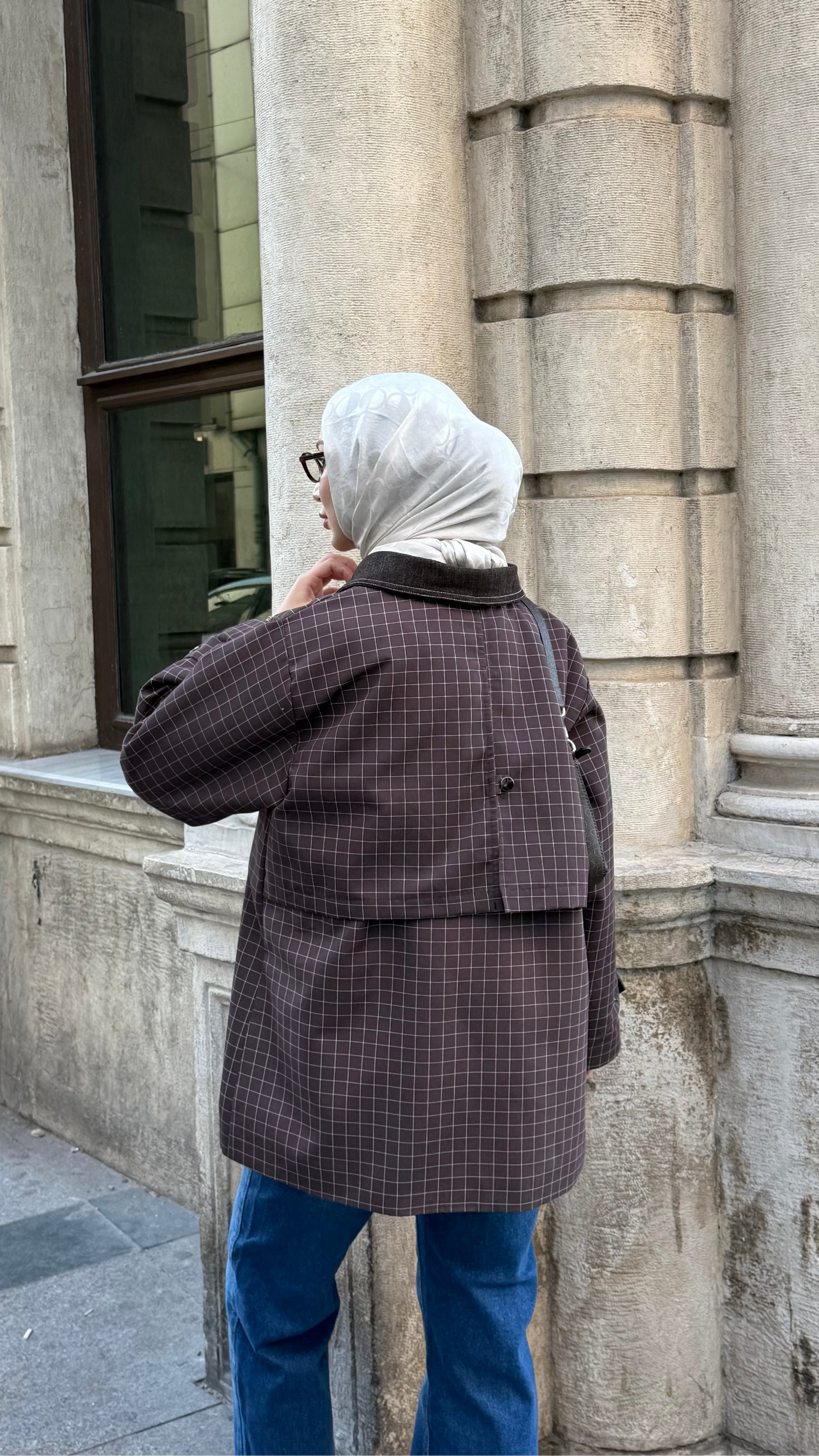 Kot Yaka Detaylı Astarlı Potikare Ceket Kahverengi