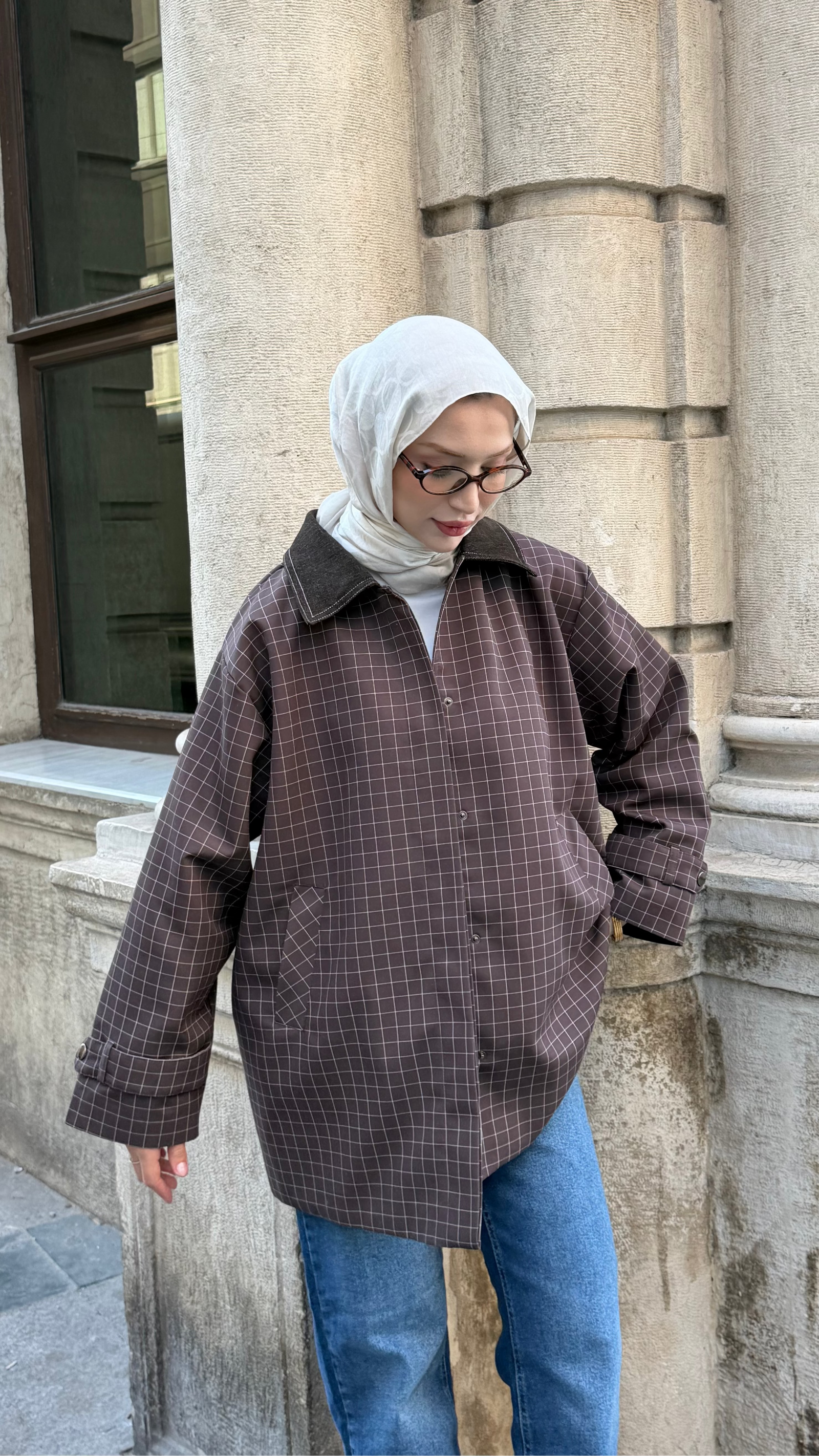 Kot Yaka Detaylı Astarlı Potikare Ceket Kahverengi