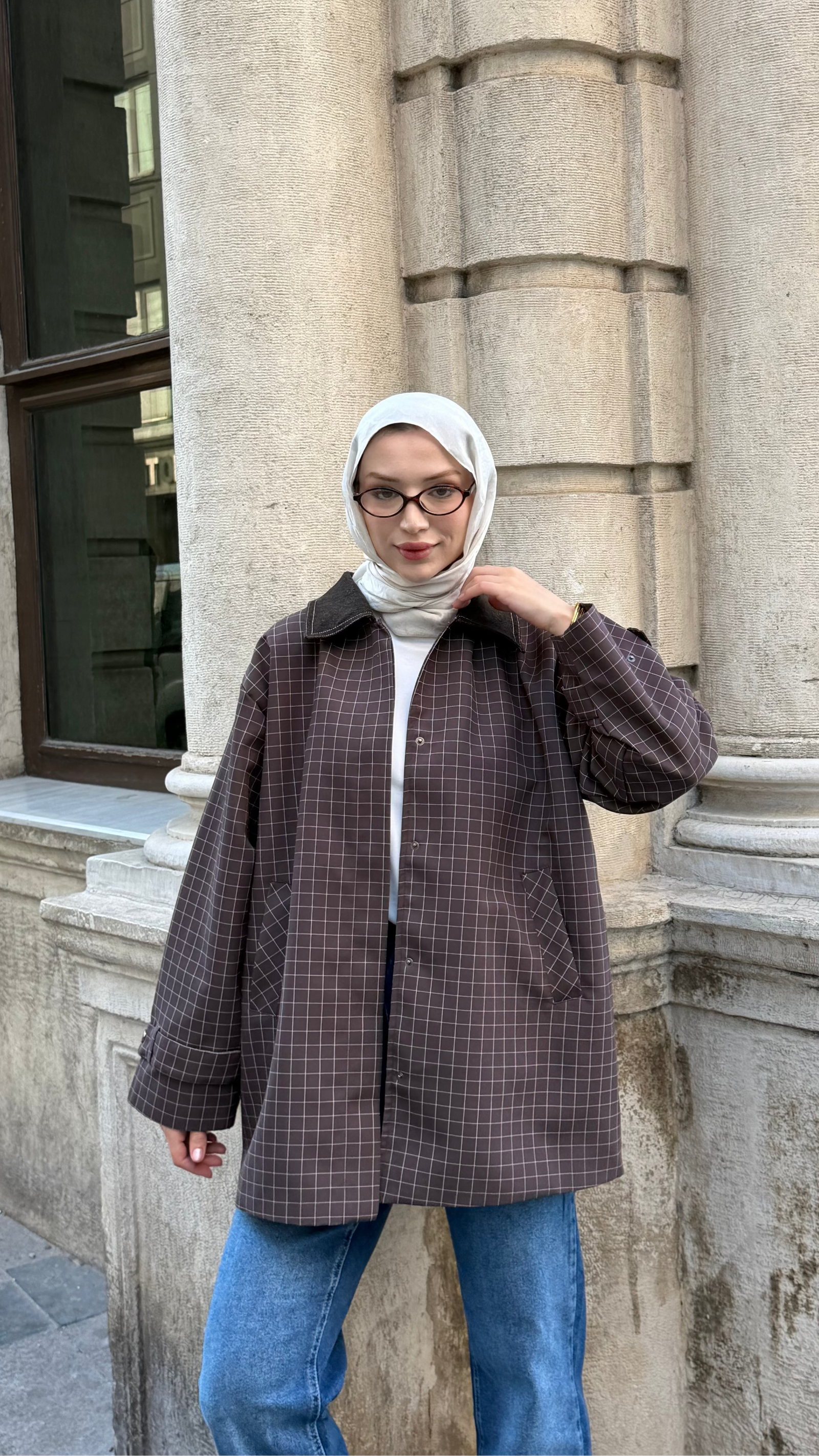 Kot Yaka Detaylı Astarlı Potikare Ceket Kahverengi