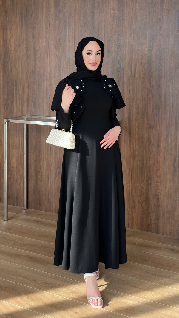 Katarina Omuzu Taşlı Abiye Siyah