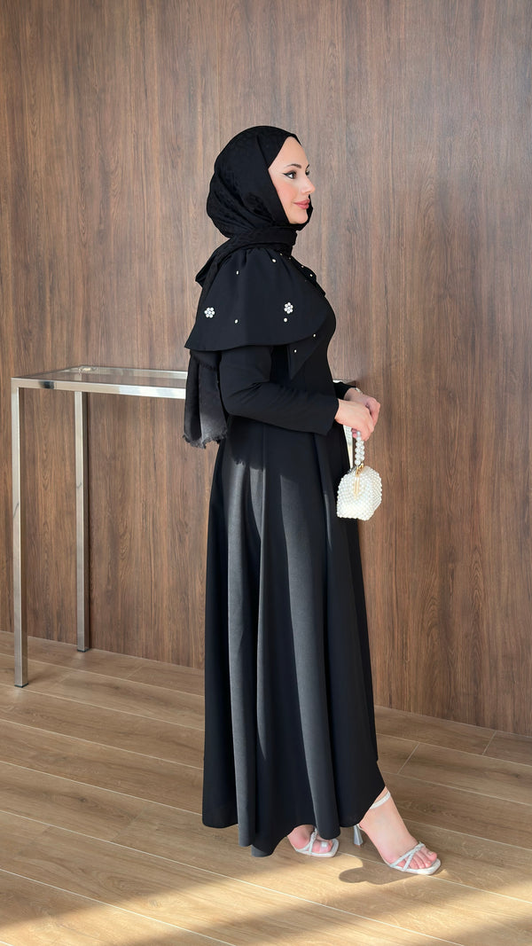 Katarina Omuzu Taşlı Abiye Siyah