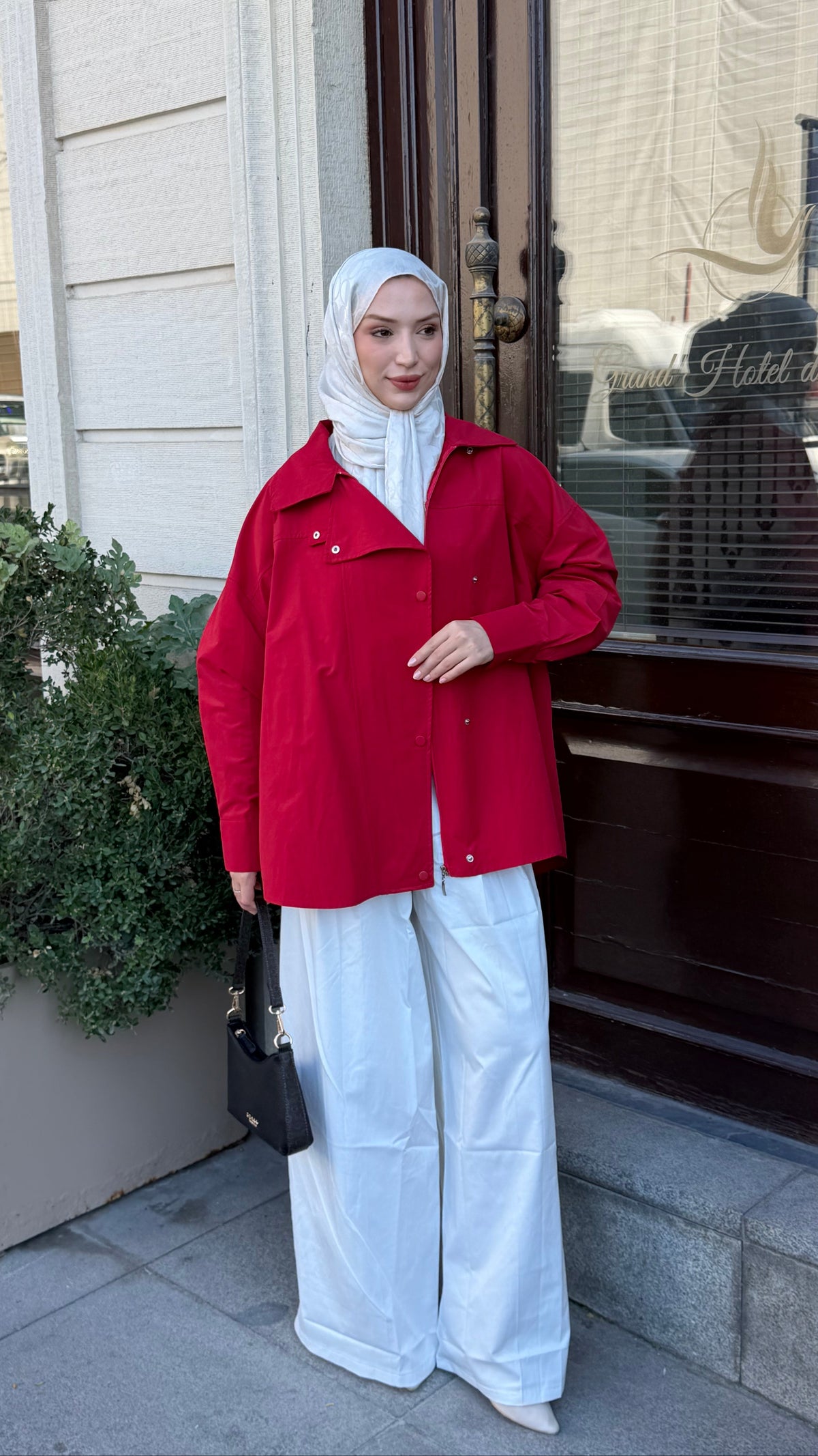 Luna Fermuarlı Çıtçıtlı Trenç Kırmızı