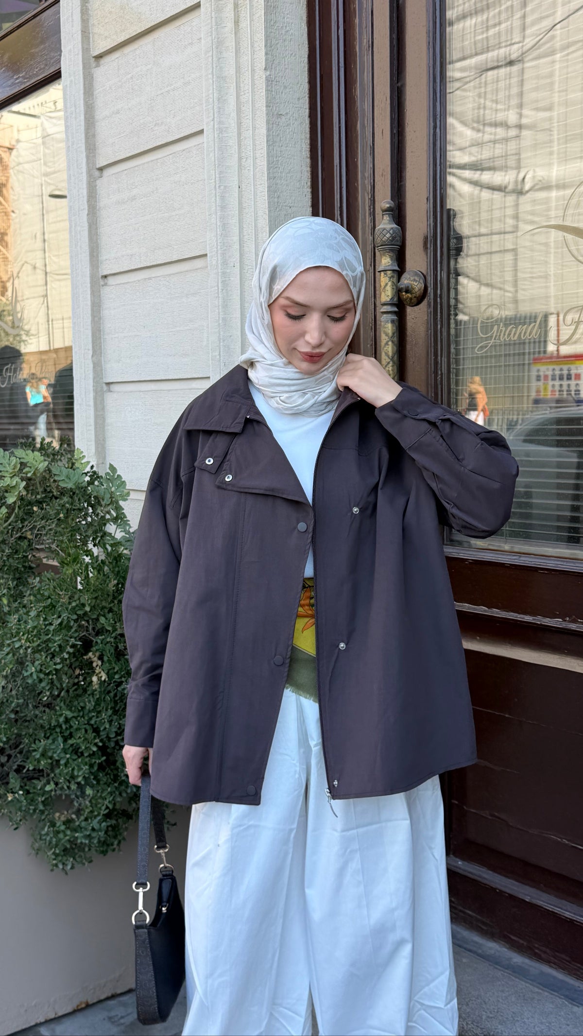 Luna Fermuarlı Çıtçıtlı Trenç Kahverengi