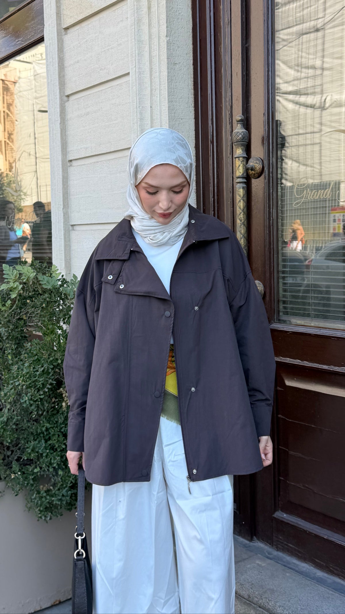 Luna Fermuarlı Çıtçıtlı Trenç Kahverengi