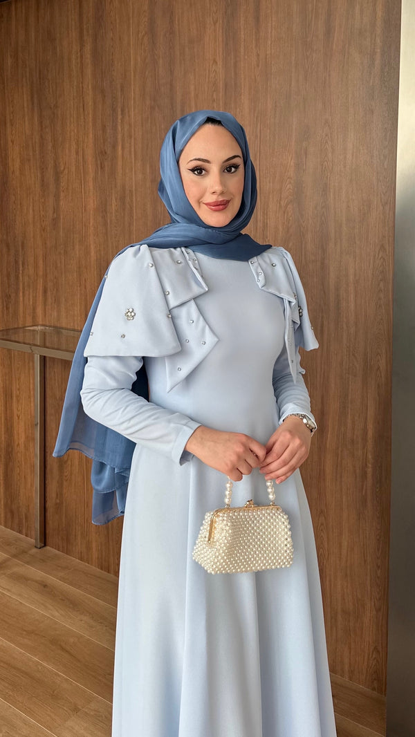 Katarina Omuzu Taşlı Abiye Bebe Mavisi