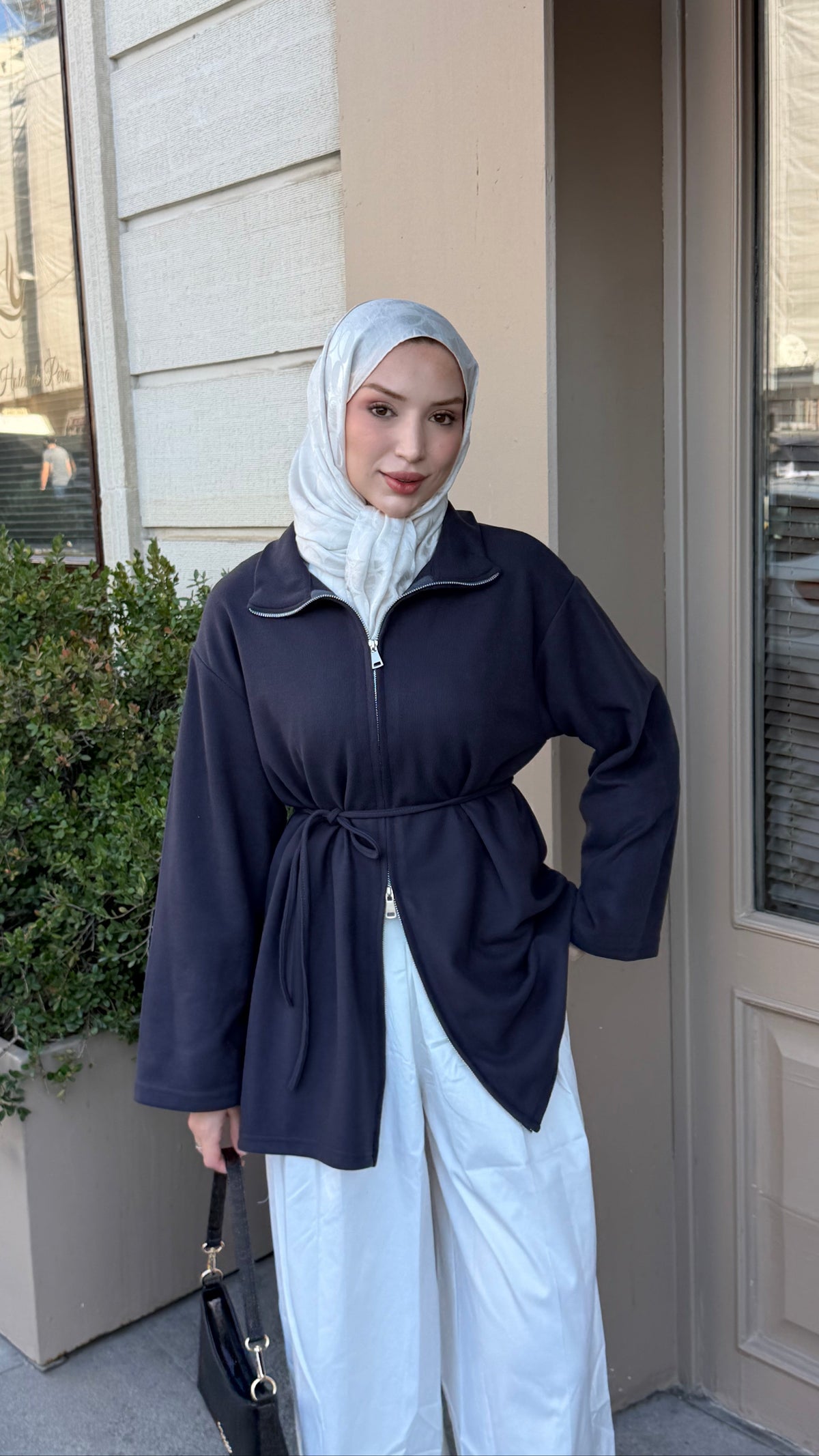 Örme Kumaş Fermuarlı Tunik Antırasit