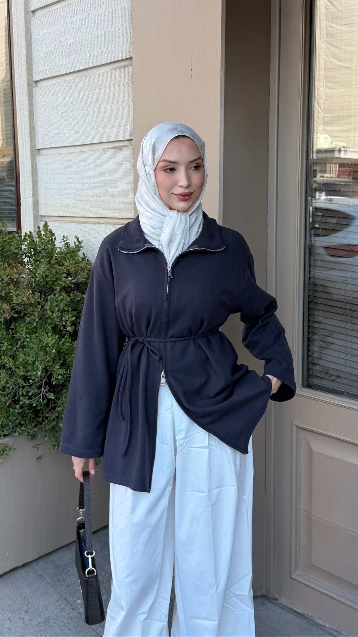 Örme Kumaş Fermuarlı Tunik Antırasit