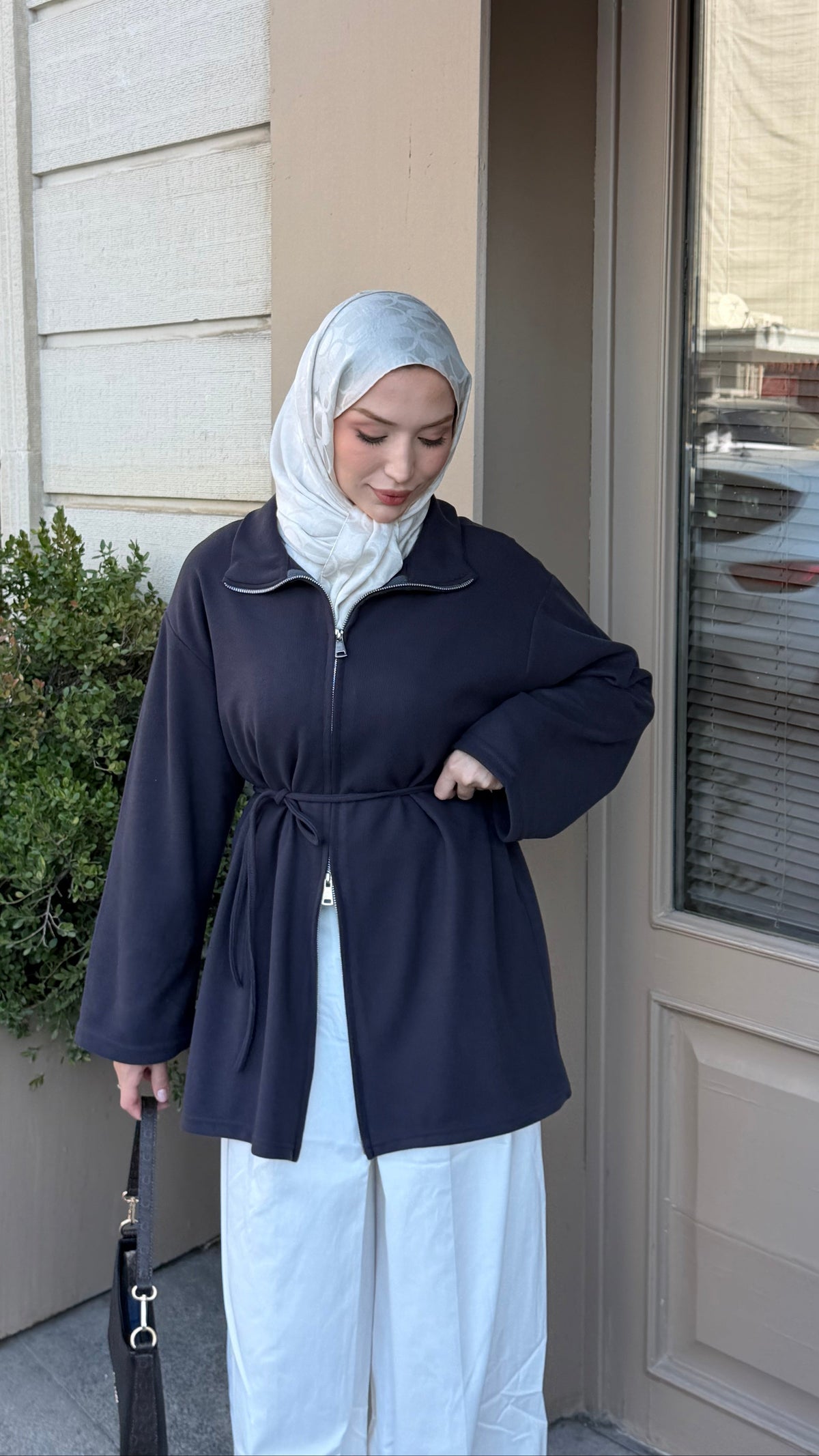 Örme Kumaş Fermuarlı Tunik Antırasit