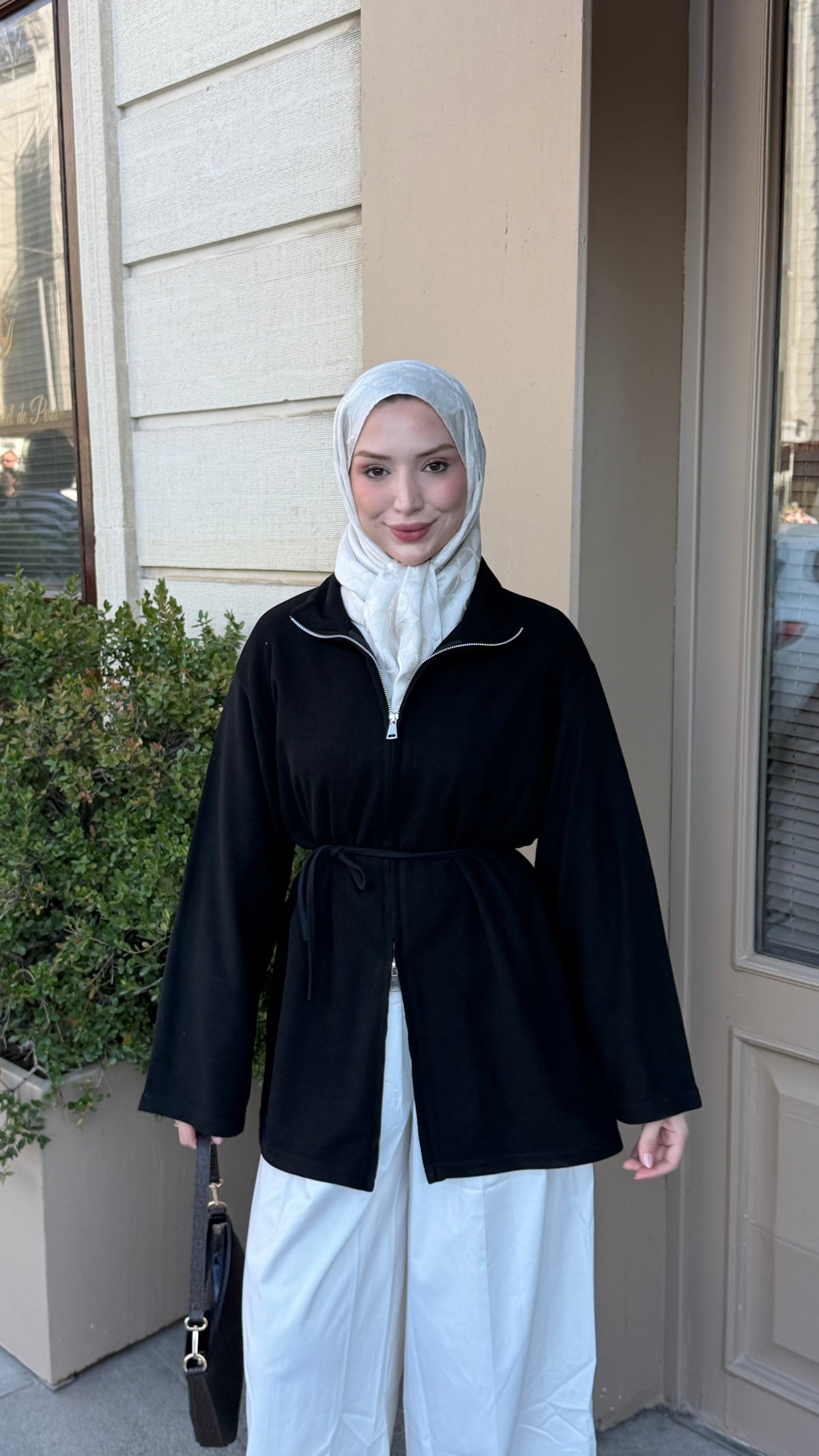 Örme Kumaş Fermuarlı Tunik Siyah
